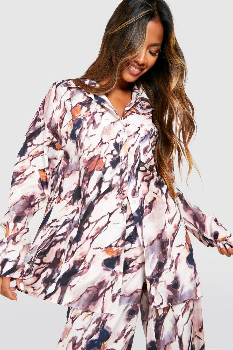 Blush Marble Print Relaxed Fit Shirt image number 1