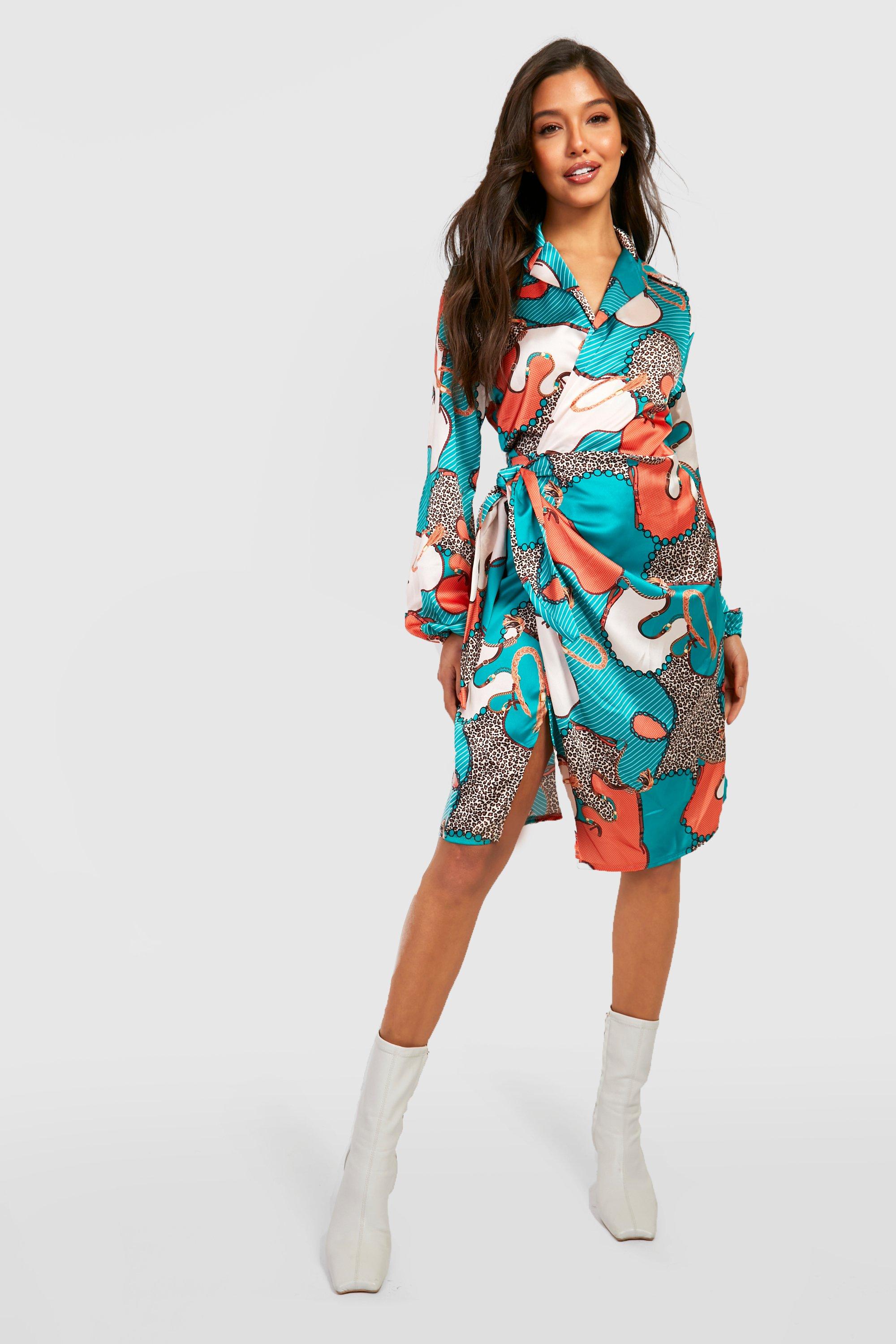 Boohoo chain hot sale print dress