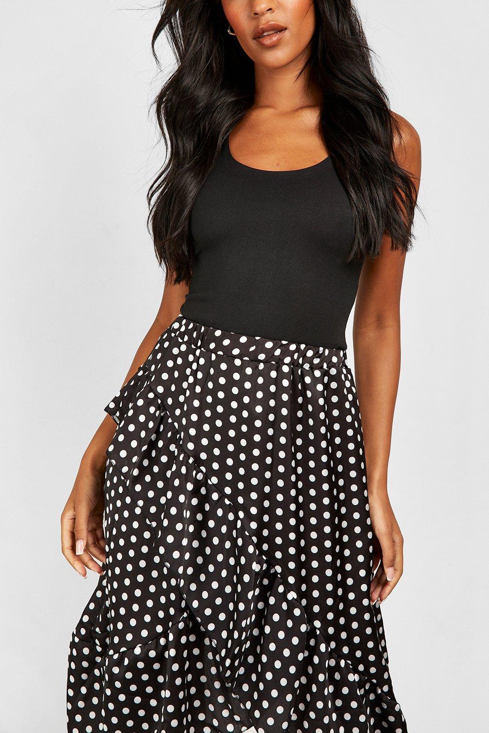 Black polka dot wrap 2024 skirt