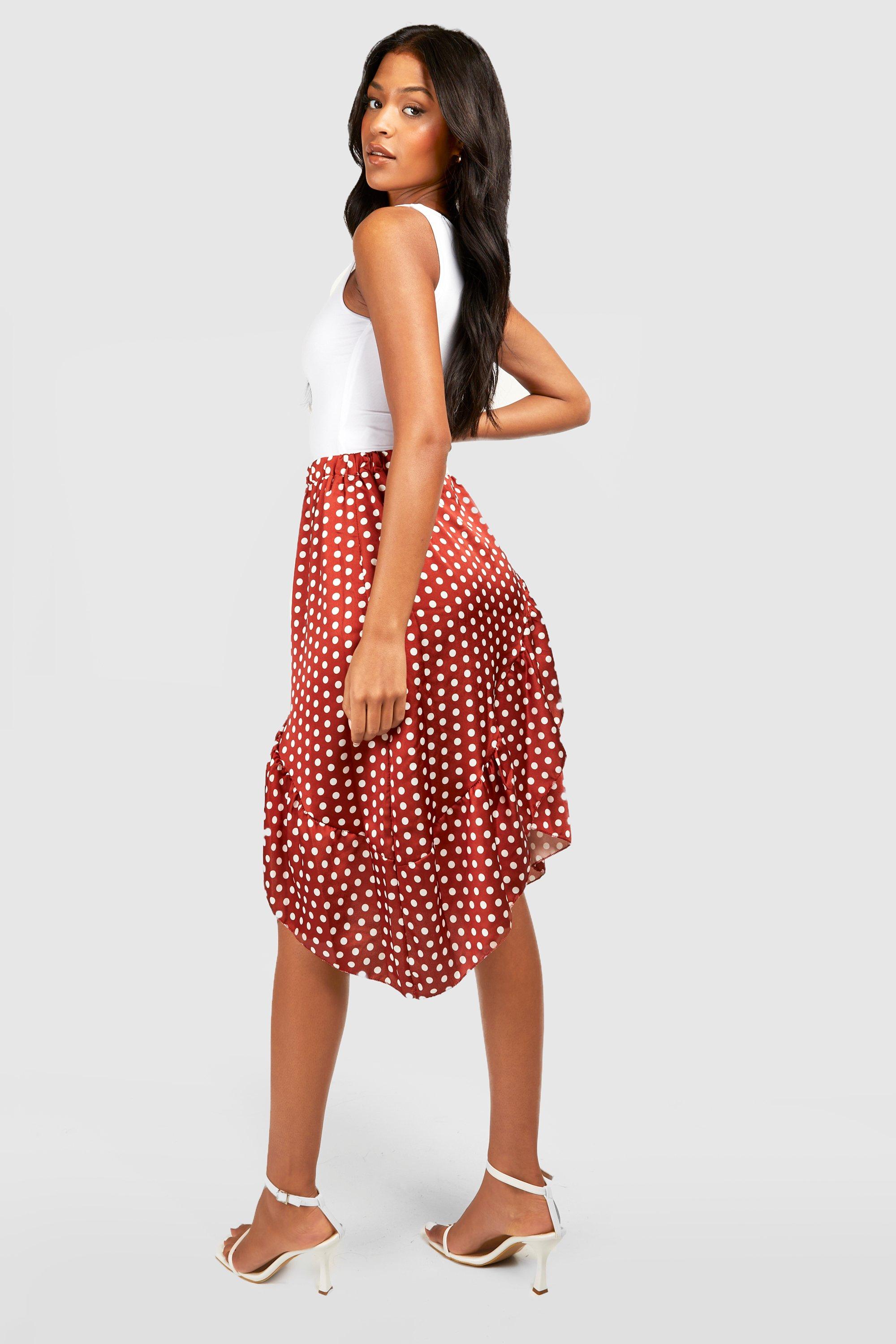 Polka dot wrap skirt hot sale midi