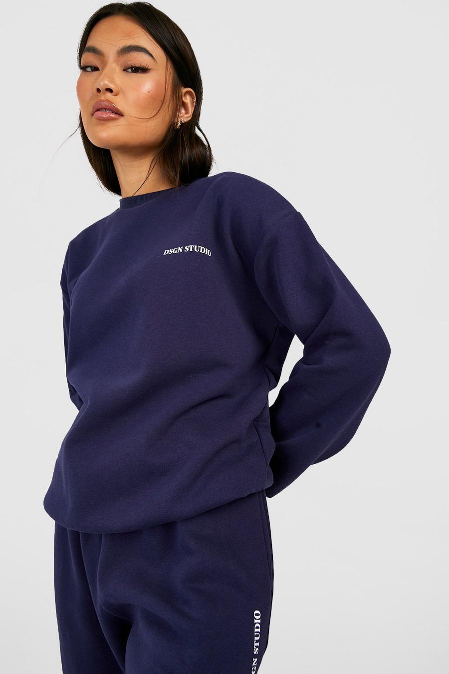 Navy Straight Leg Sweater Tracksuit  image number 1