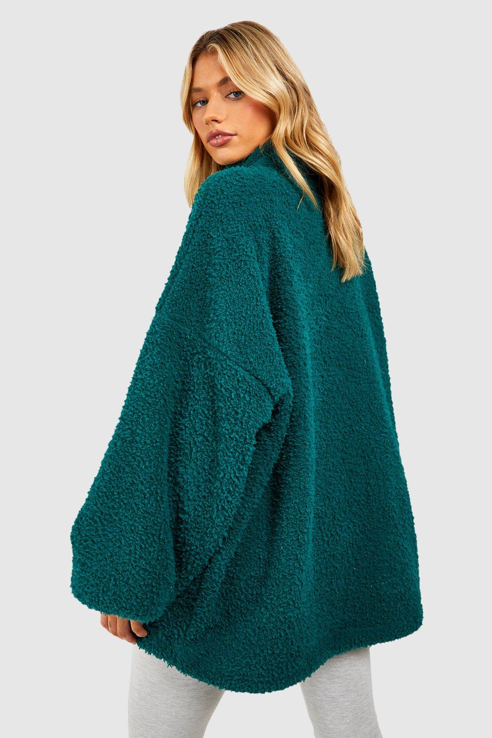 Fleece boohoo Kangaroo Zip Half Teddy | Pocket Sweater