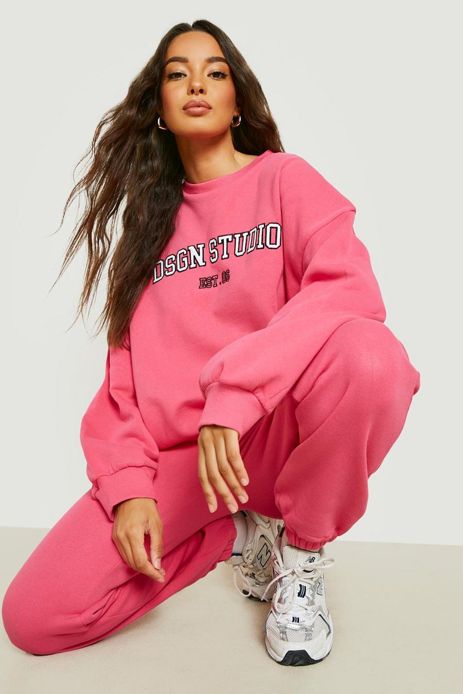 Hot pink Dsgn Studio Applique Sweater Tracksuit