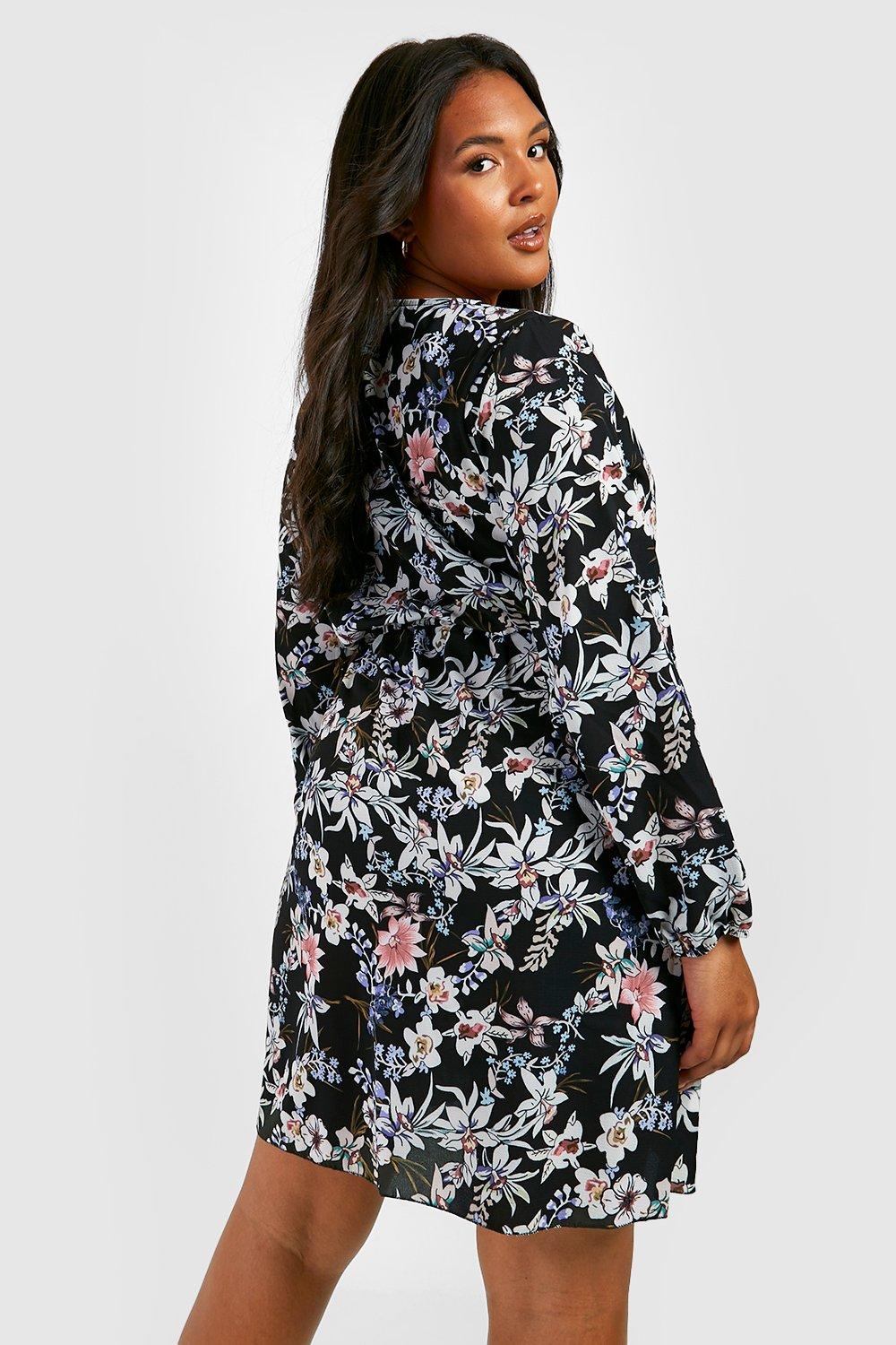 Grande taille Robe portefeuille imprim fleuri boohoo