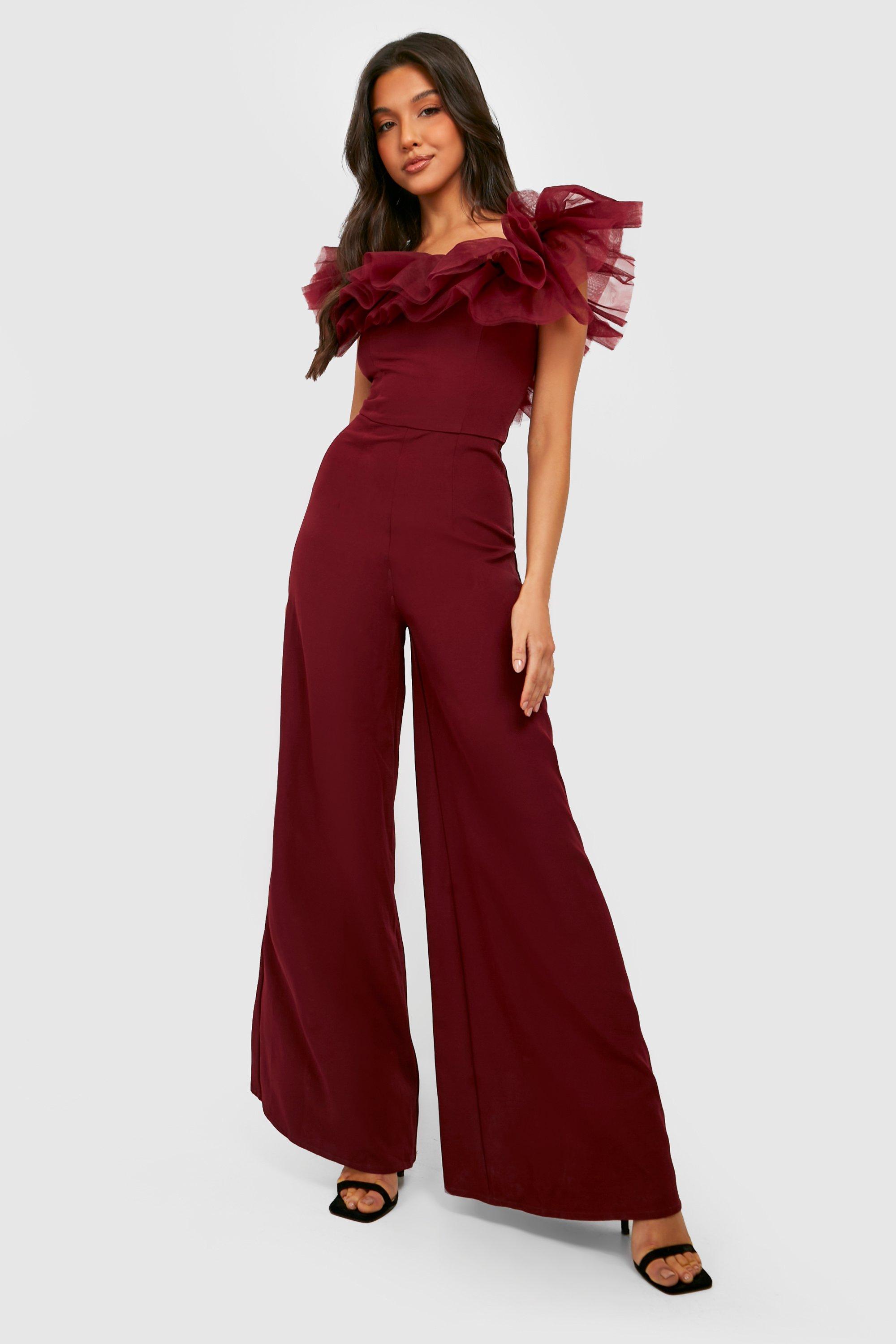 Women's Ruffle Sleeve Wide Leg Jumpsuit