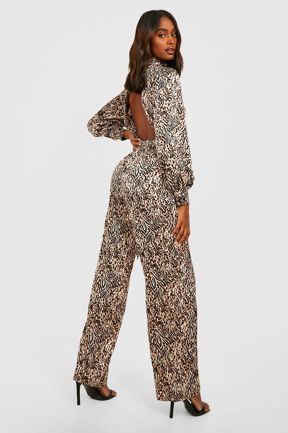 Boohoo animal 2025 print jumpsuit