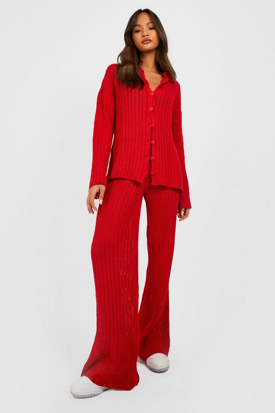 Red Crochet Knitted Co-Ord image number 1