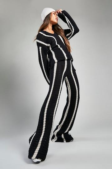 Stripe Crochet Knitted Co-ord black