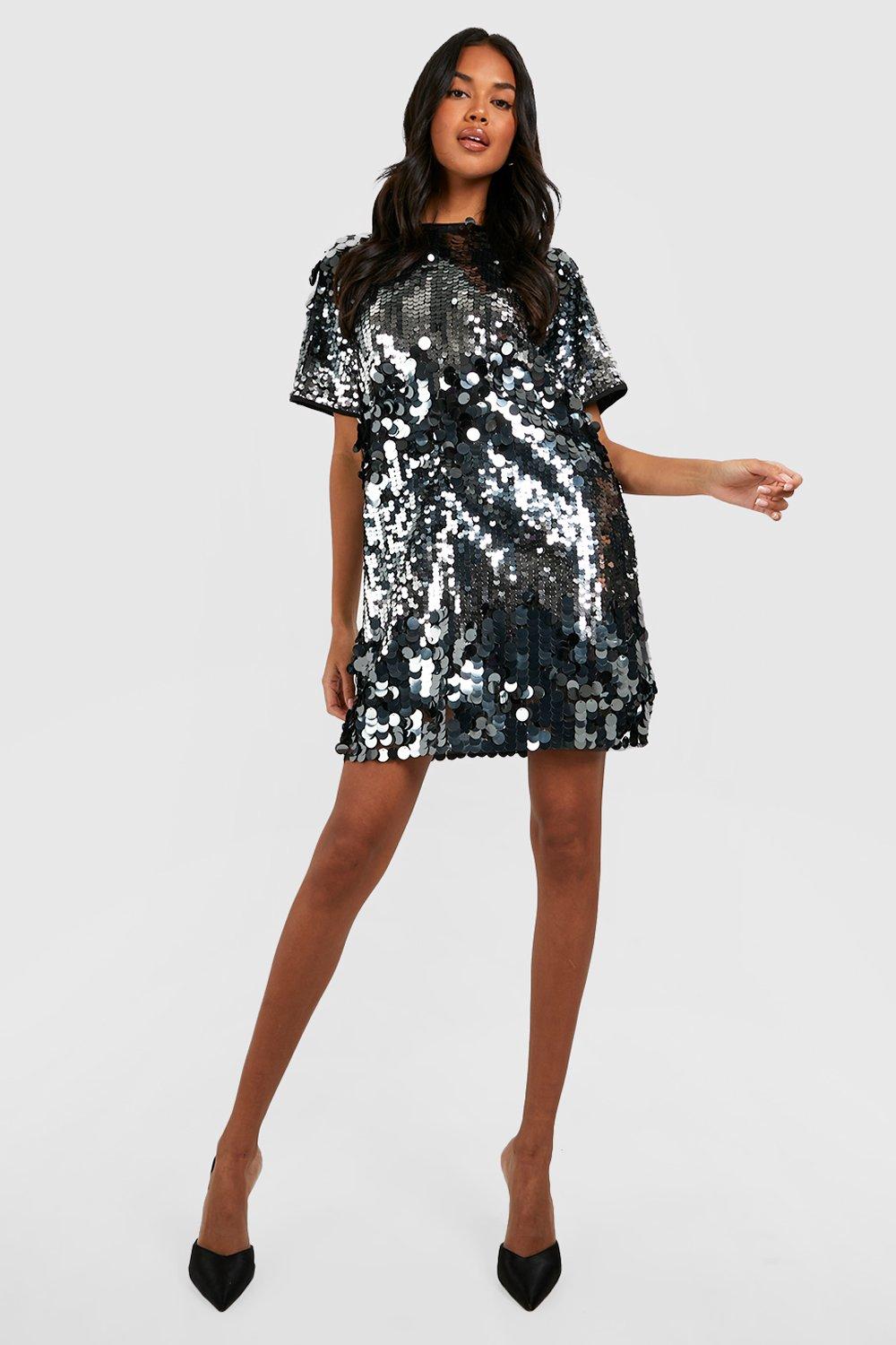 Sequin Panel T-Shirt Dress - Women - Ready-to-Wear