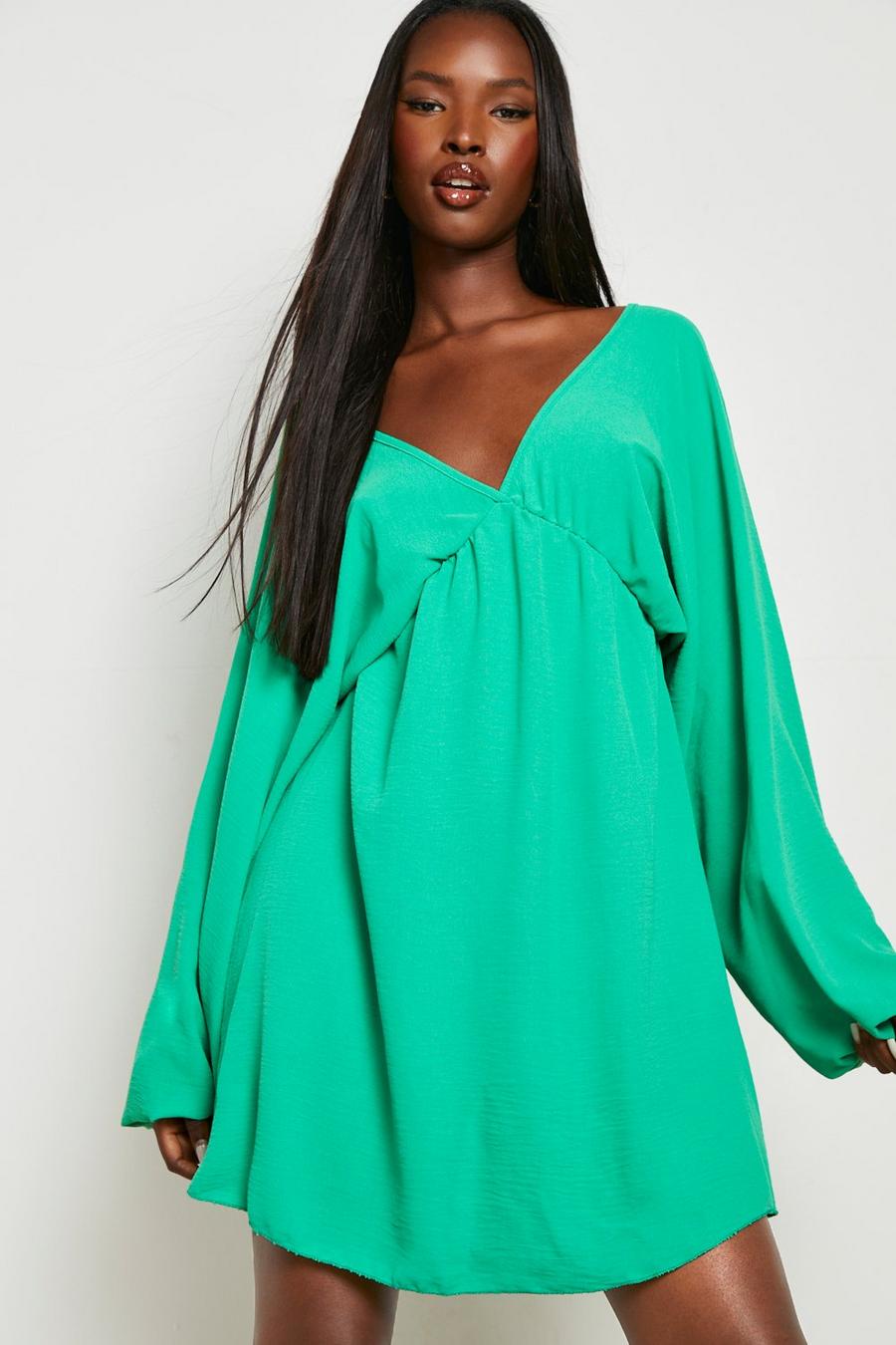 Chartreuse Woven Batwing Mini Dress image number 1