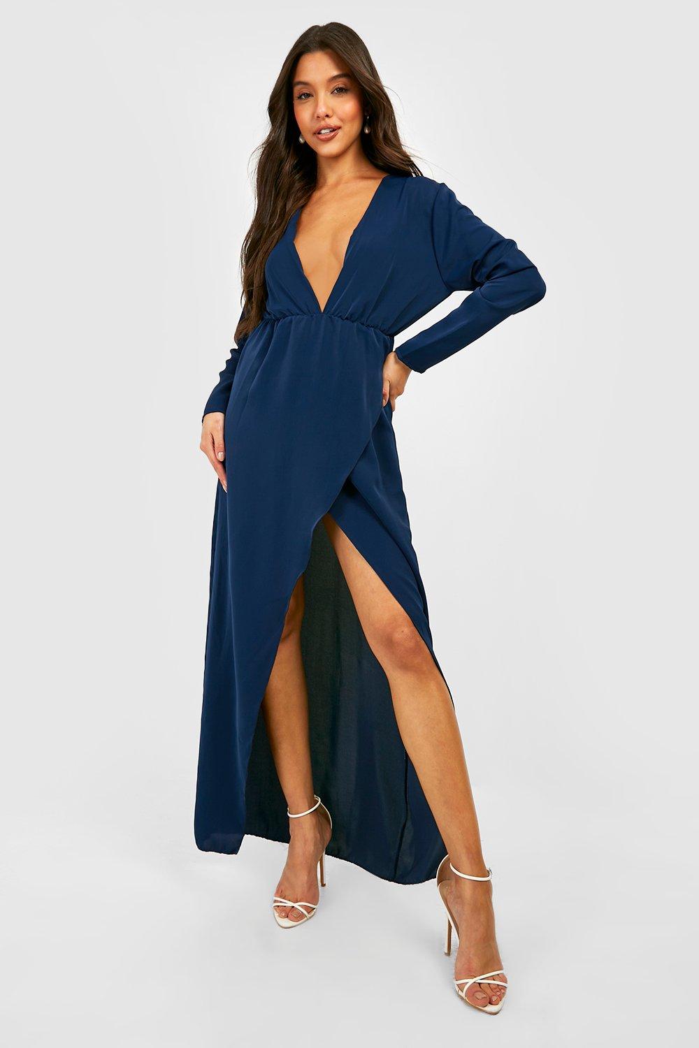 Navy long chiffon clearance dress