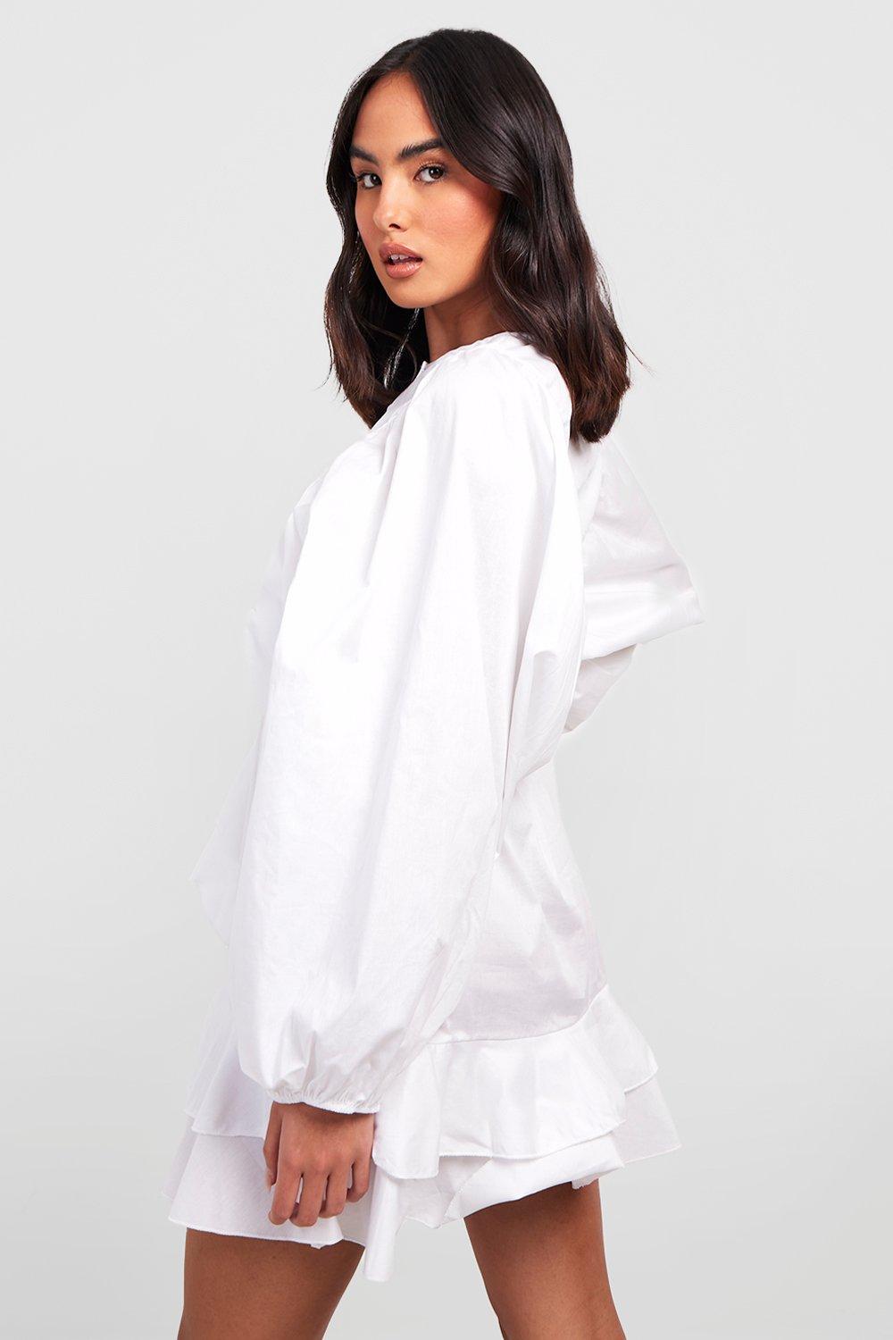 Cotton Puff Sleeve Shirt Dress | boohoo