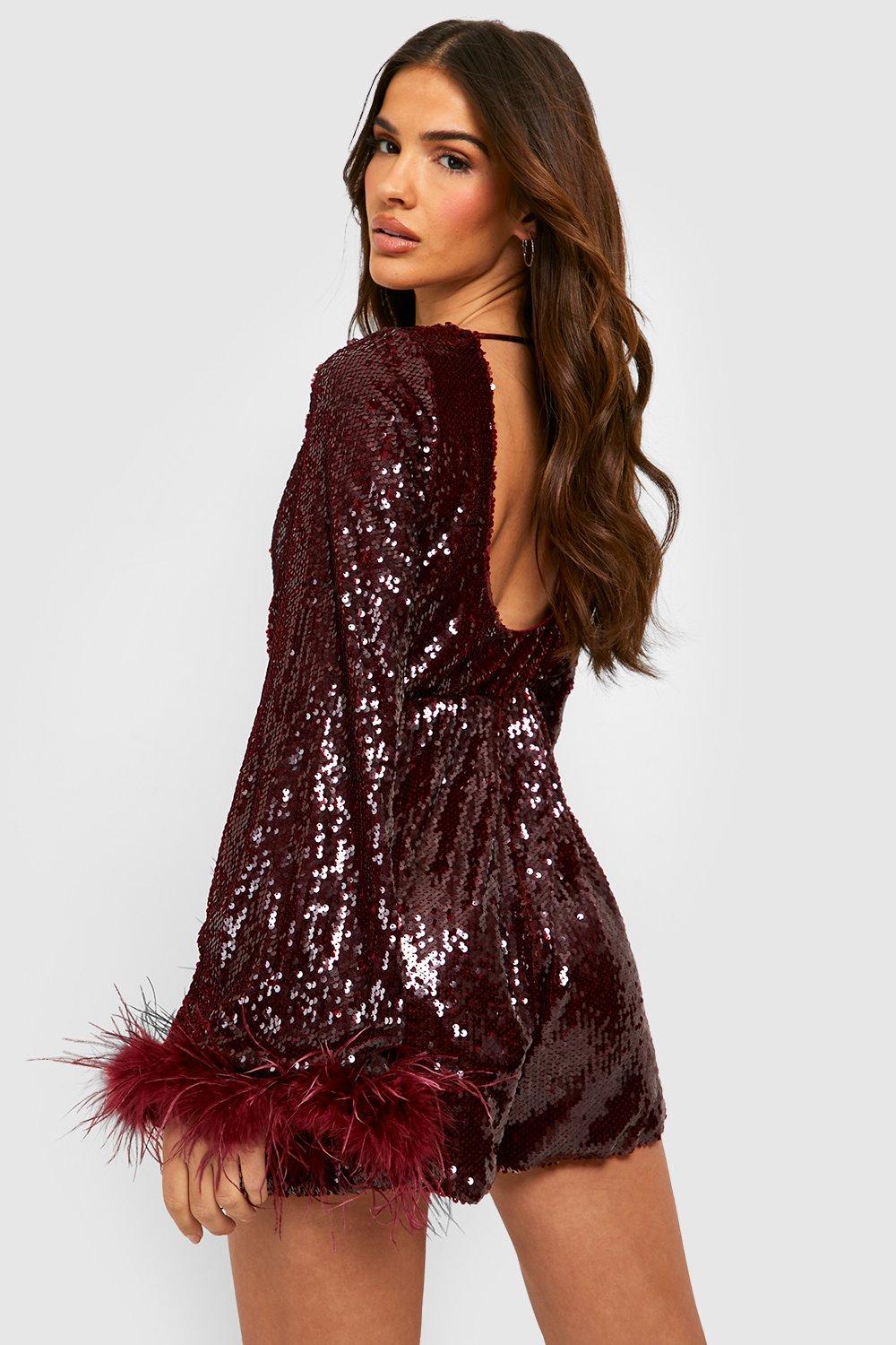 Sequin playsuit hot sale boohoo