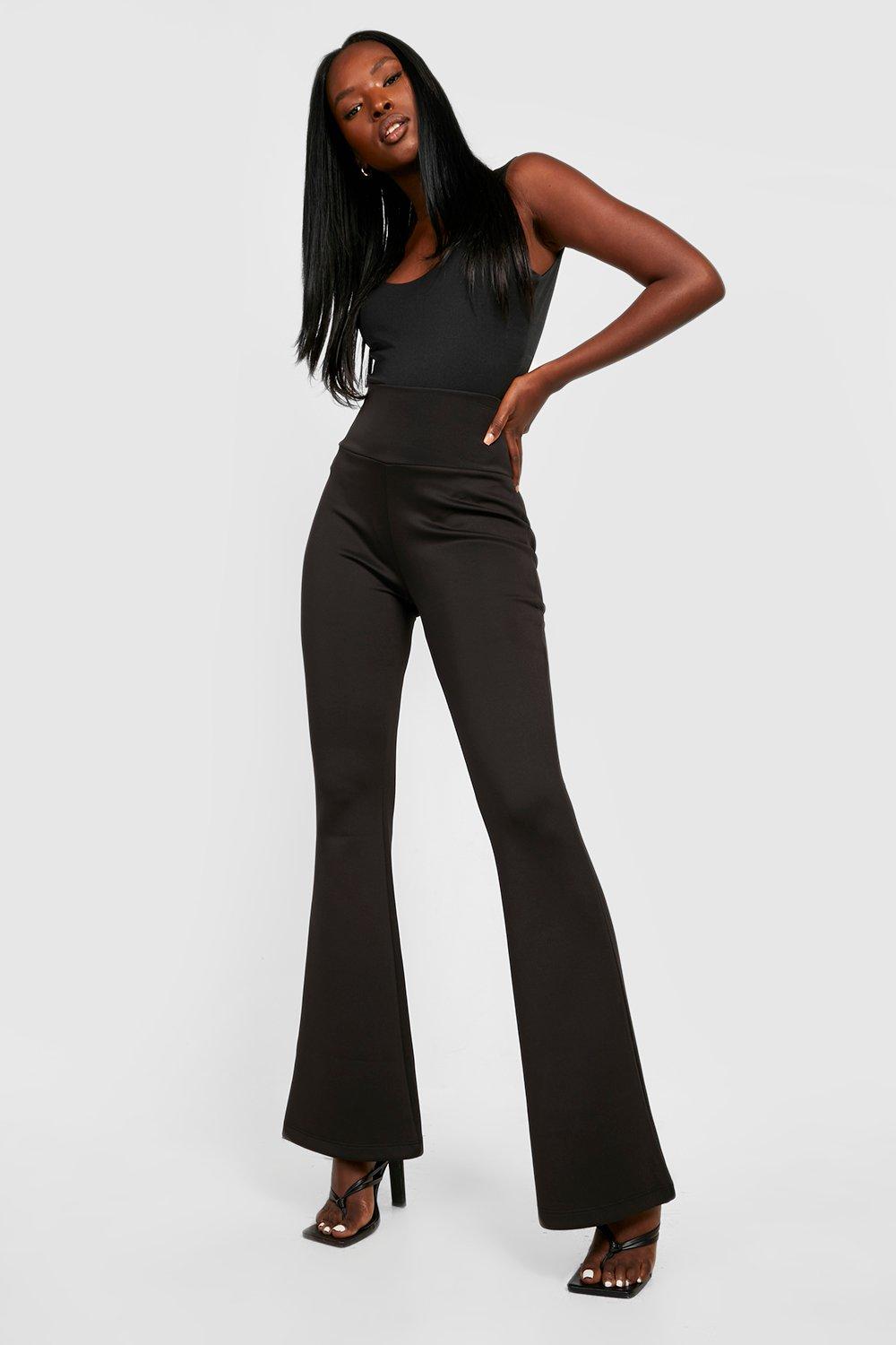 Tall Leather Look High Waisted Flared Trousers