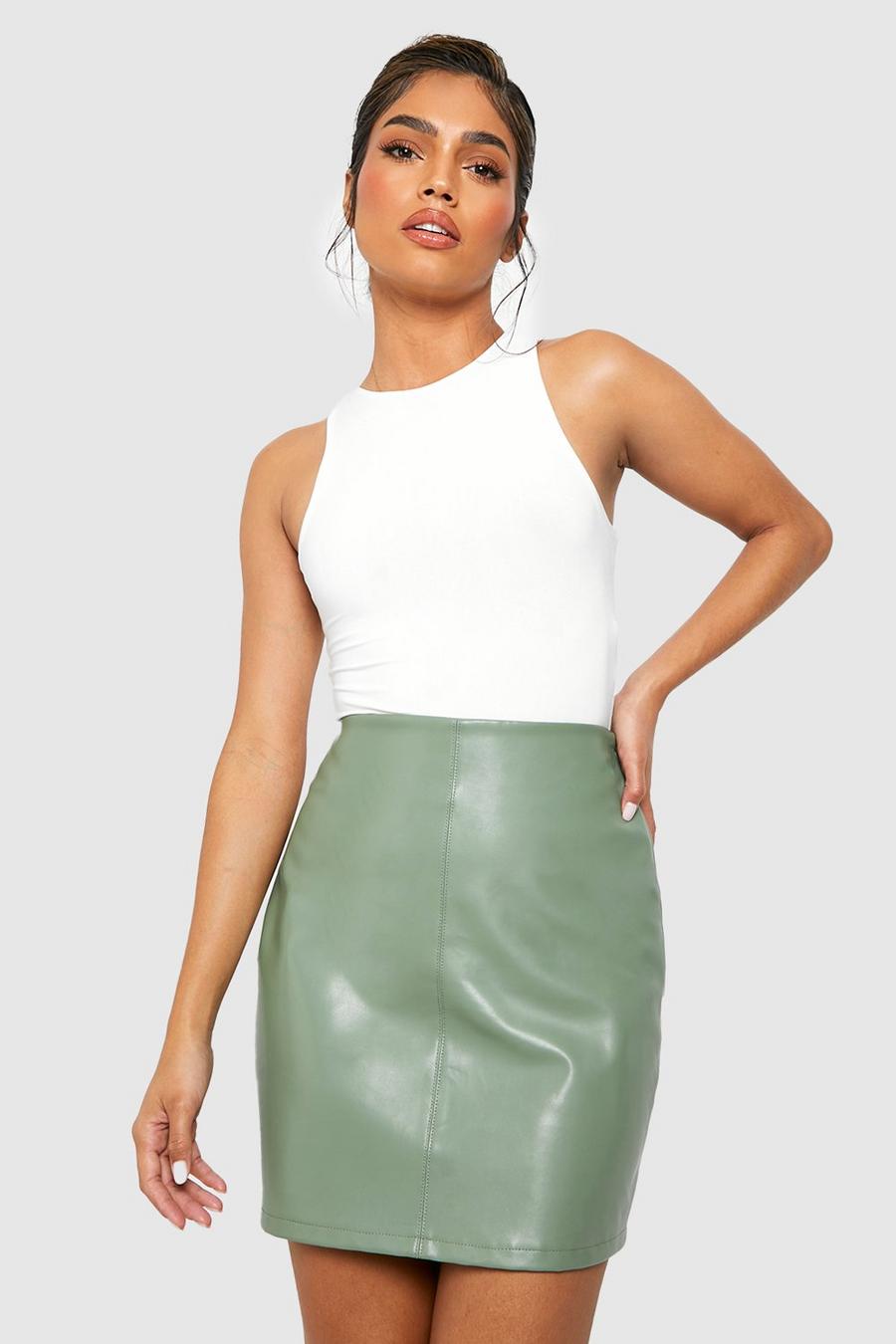 Teal vert Mix & Match Leather Look Mini Skirt