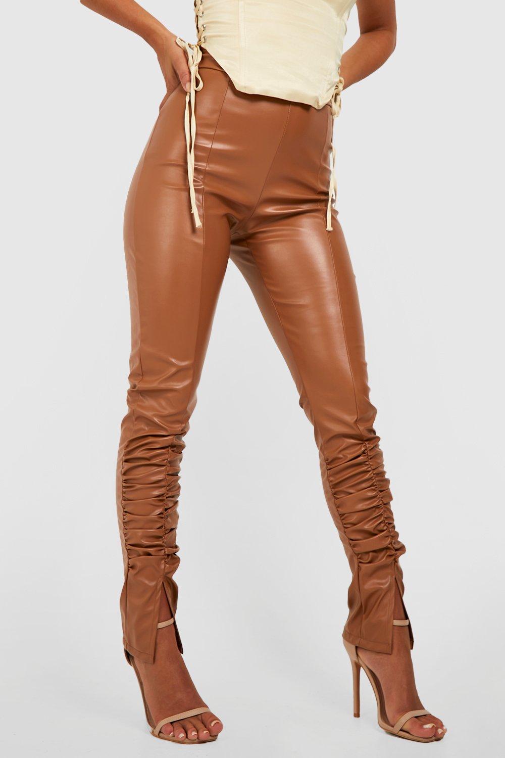 Geraffte Mix Match Leggings in Lederoptik boohoo DE