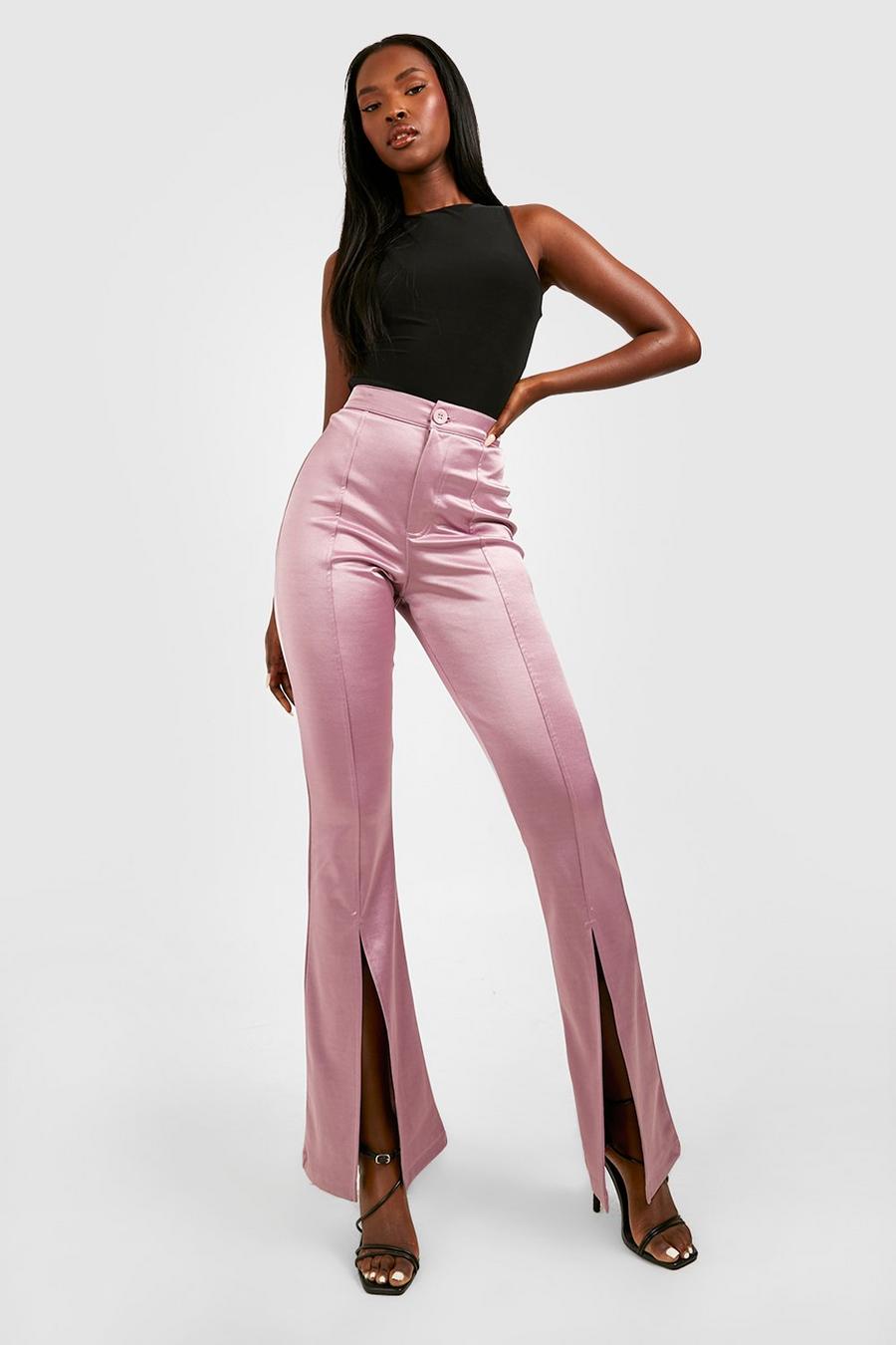 Blush pink Shaping Disco Split Hem Trousers