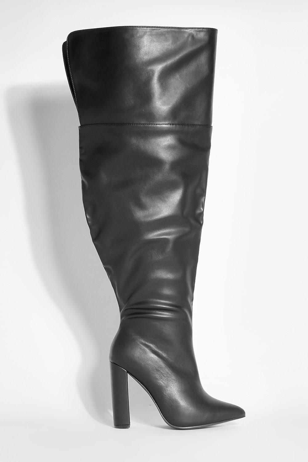 Wide calf over store the knee heel boots