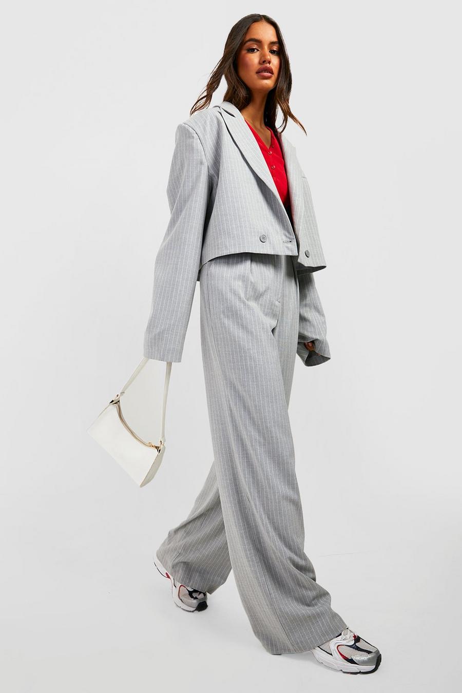 Grey Pinstripe Tailored Trouser image number 1