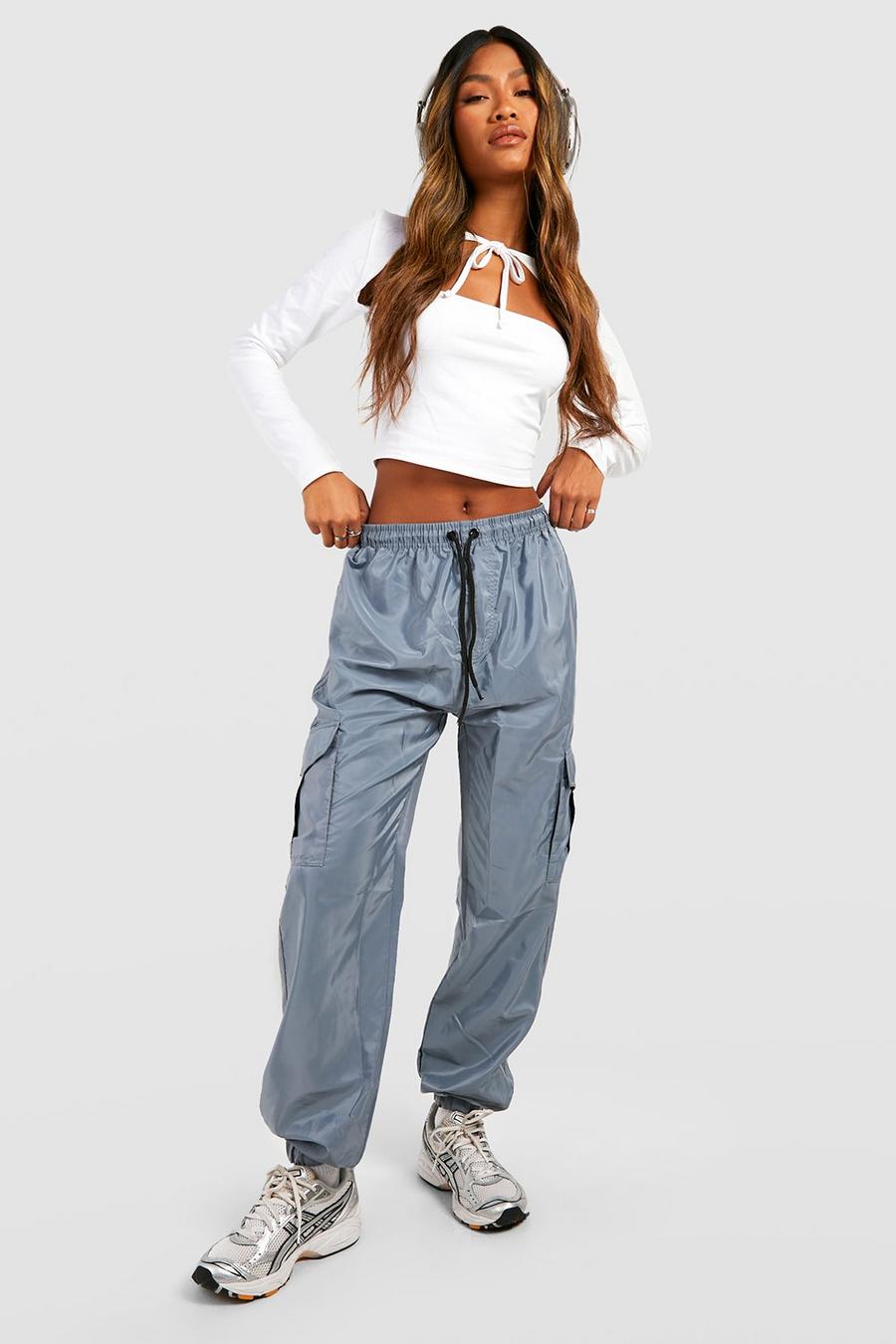 Grey Shell Cargo Joggers image number 1