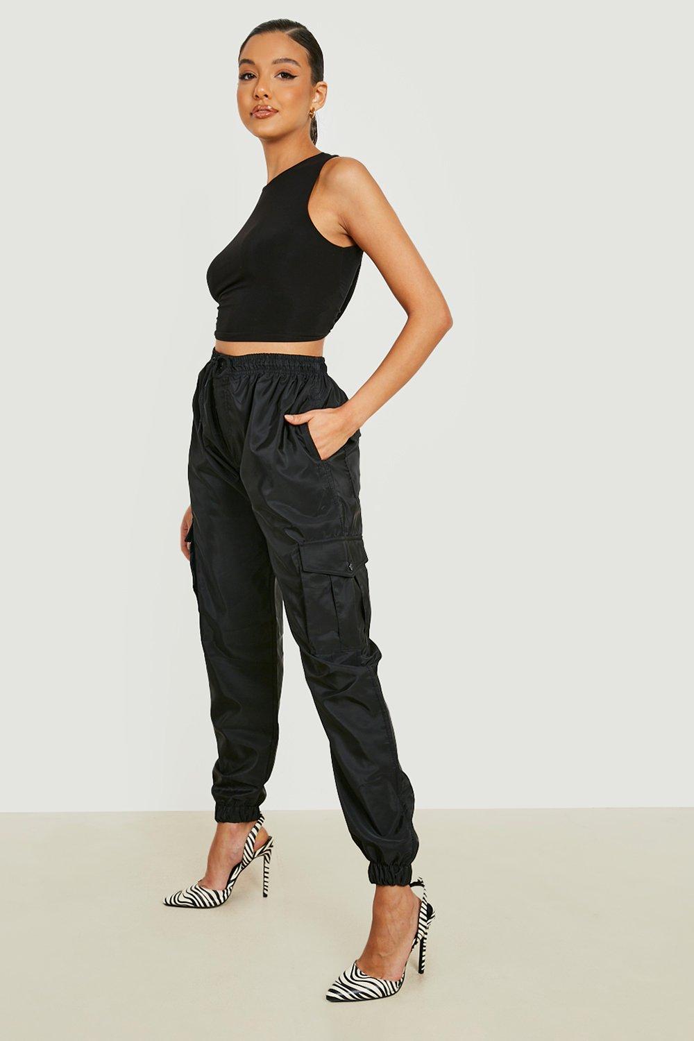 Black shell track pants online