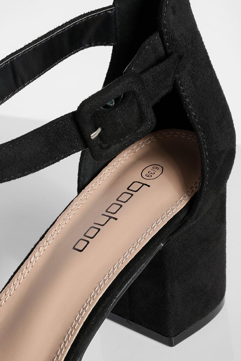 beet Schrijfmachine Doorbraak Brede Ballerina Schoenen Met Gesp En Blokhak | boohoo