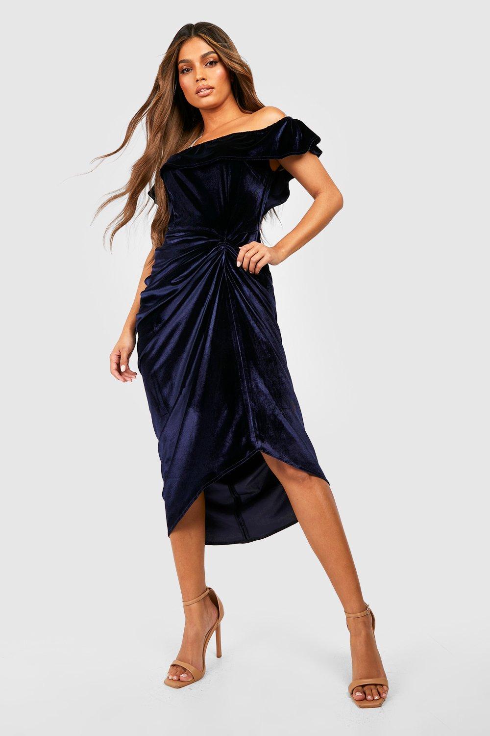 Robe drapee froncee en velours boohoo FR