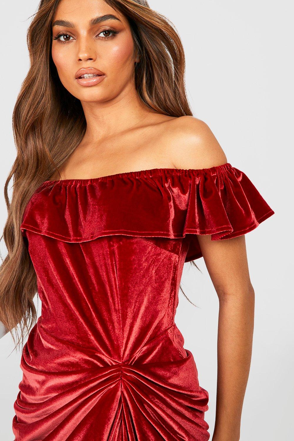 Boohoo red hotsell velvet dress