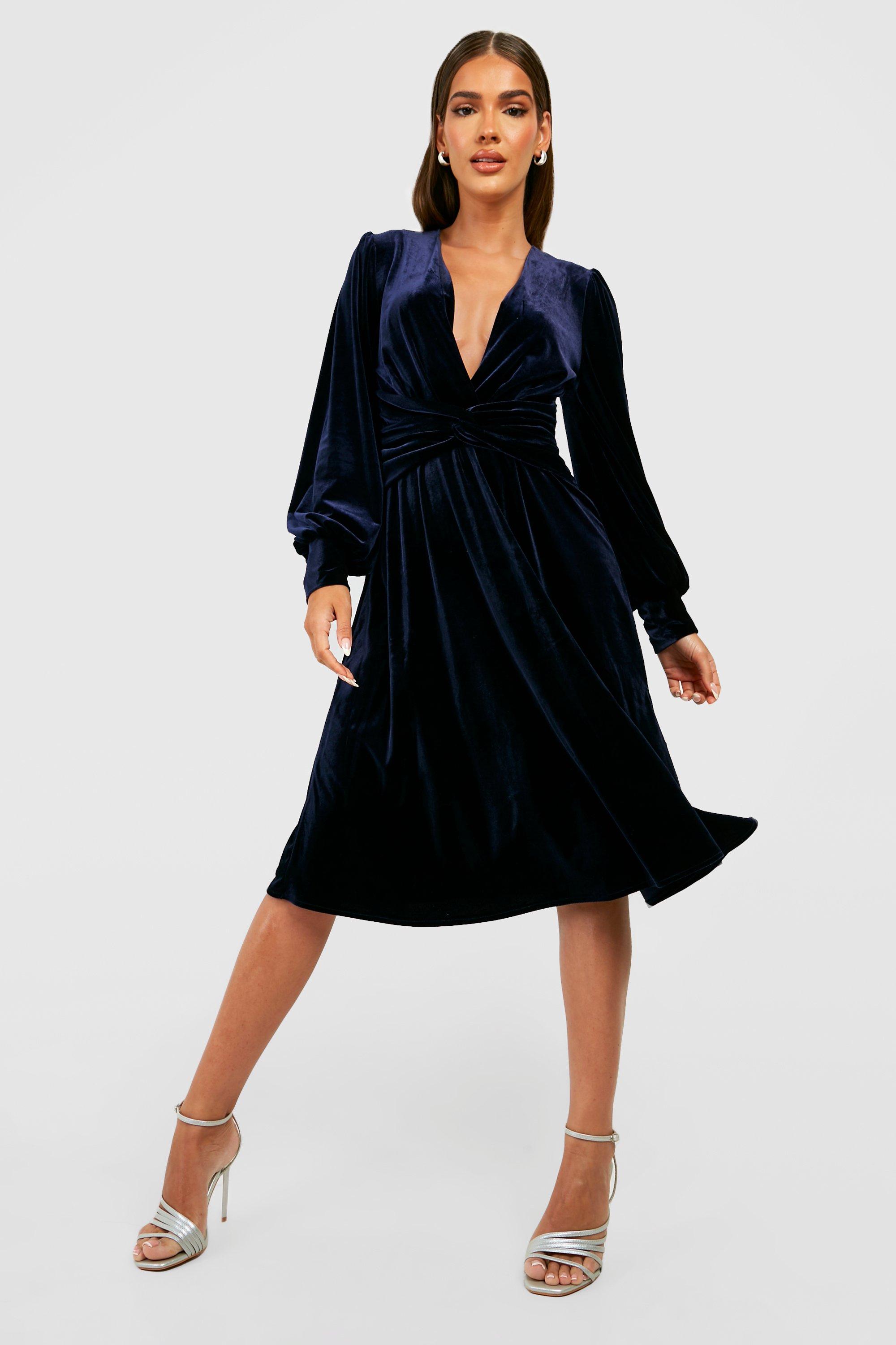 Boohoo velvet 2025 midi dress