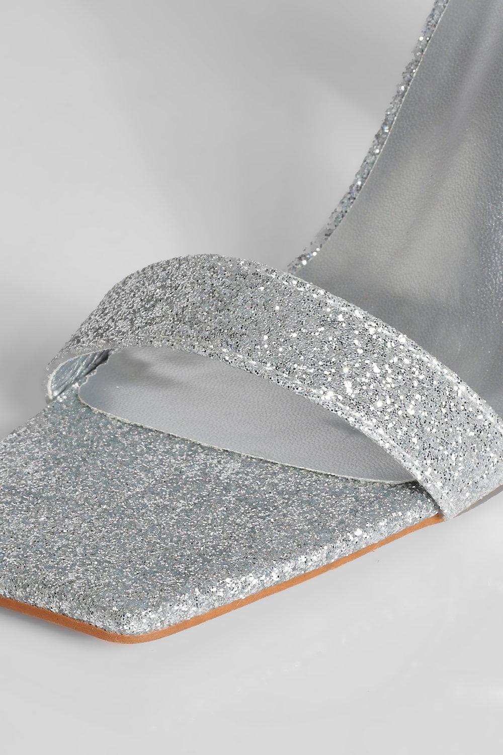 Silver glitter best sale heels wide fit