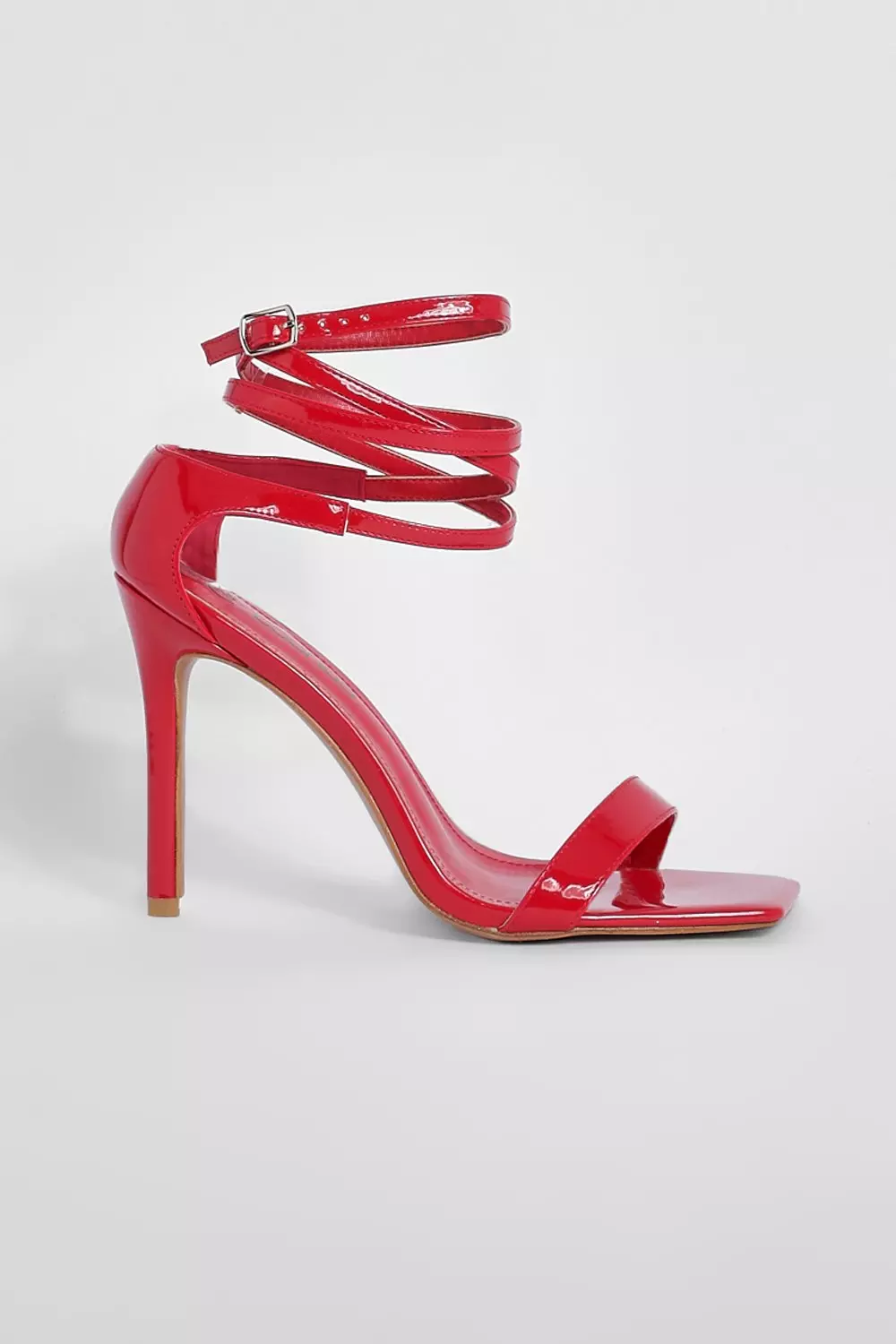 Red Wide Fit Barely There Strappy Heeled Sandals