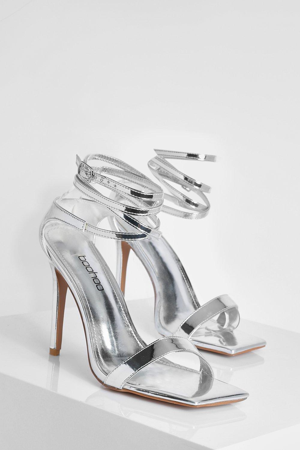 Boohoo store silver heels