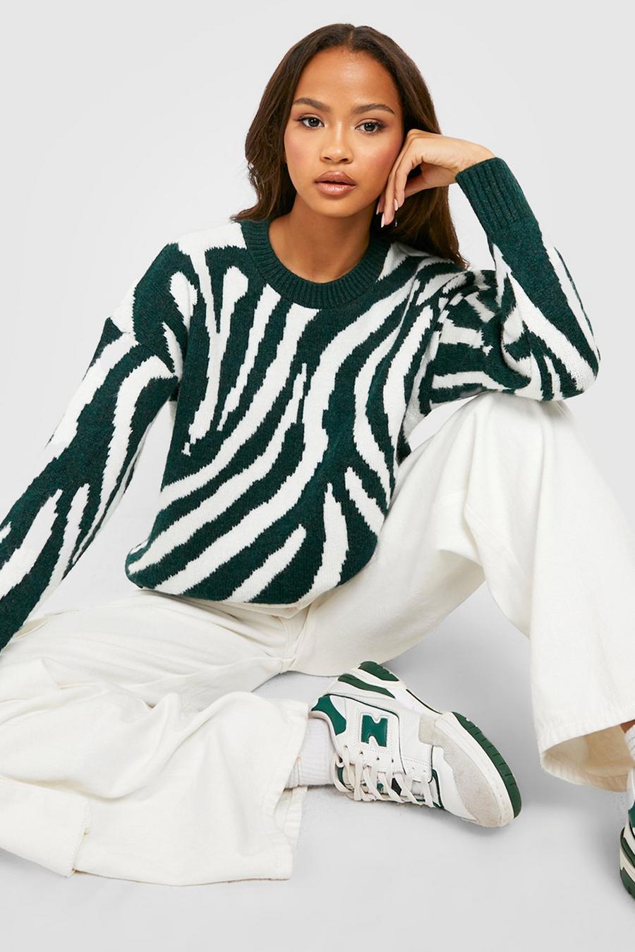 Green Zebra Knitted Sweater image number 1