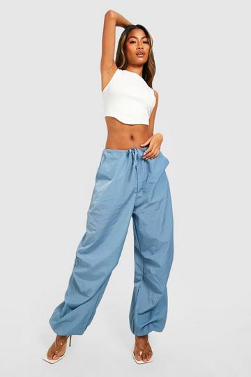 Drawcord Extreme Wide Leg Parachute Pants grey