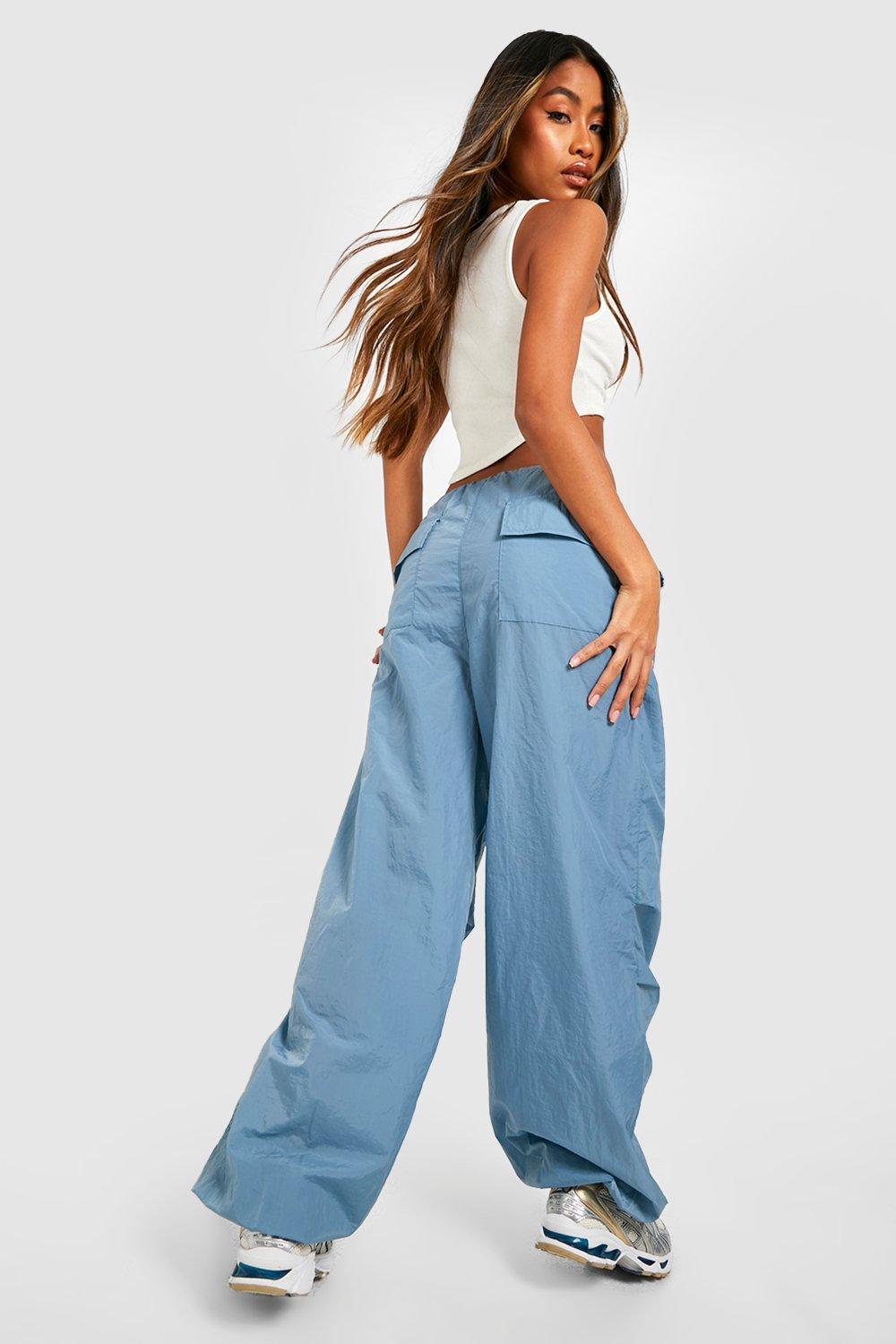 Drawcord Extreme Wide Leg Parachute Pants