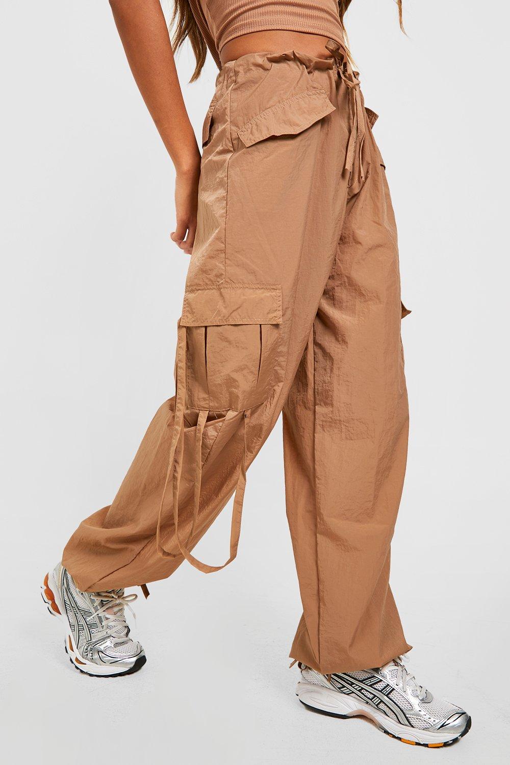 Belted Cargo Parachute Pants