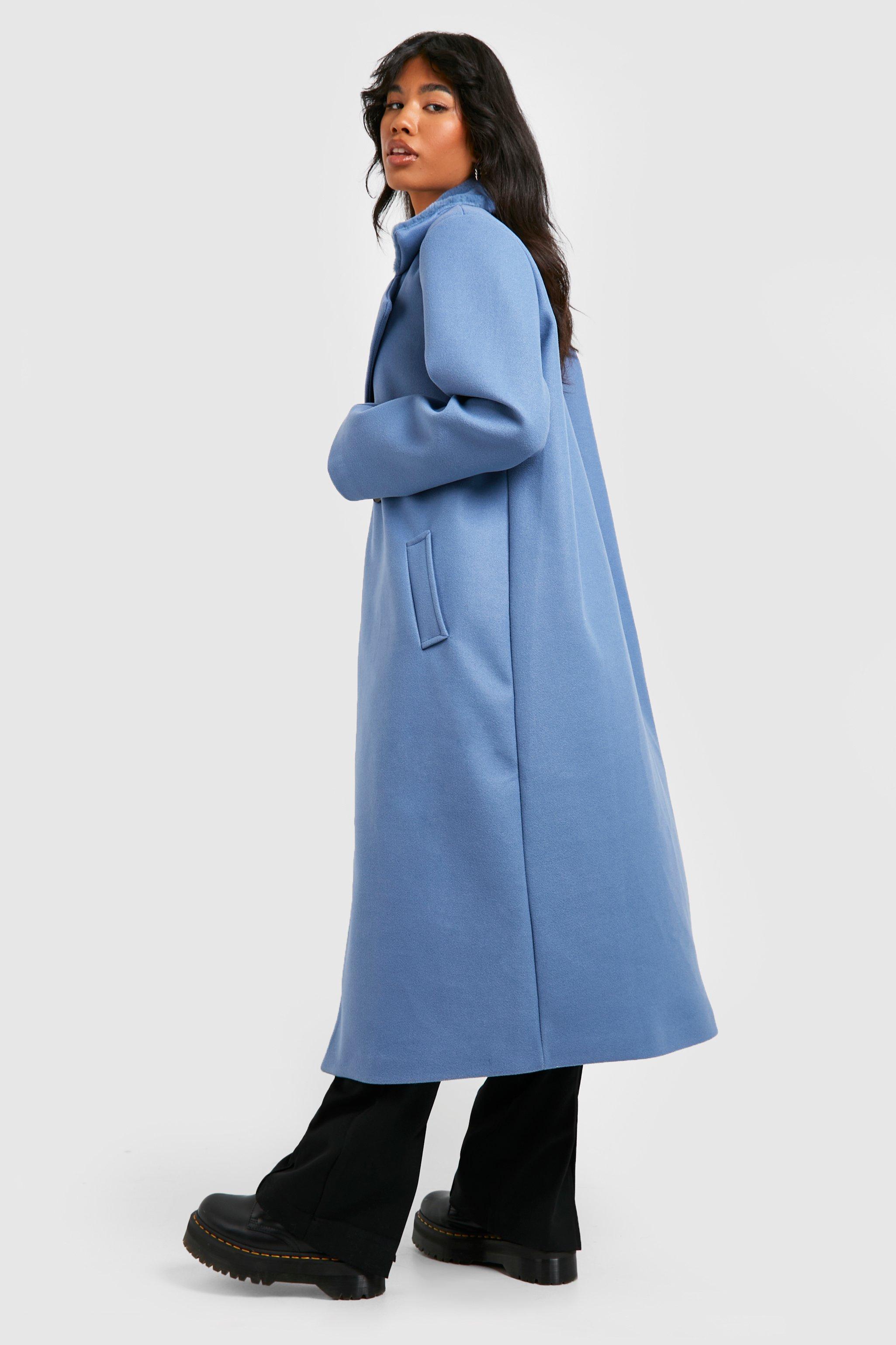 Faux Collar Wool Look Coat boohoo NO