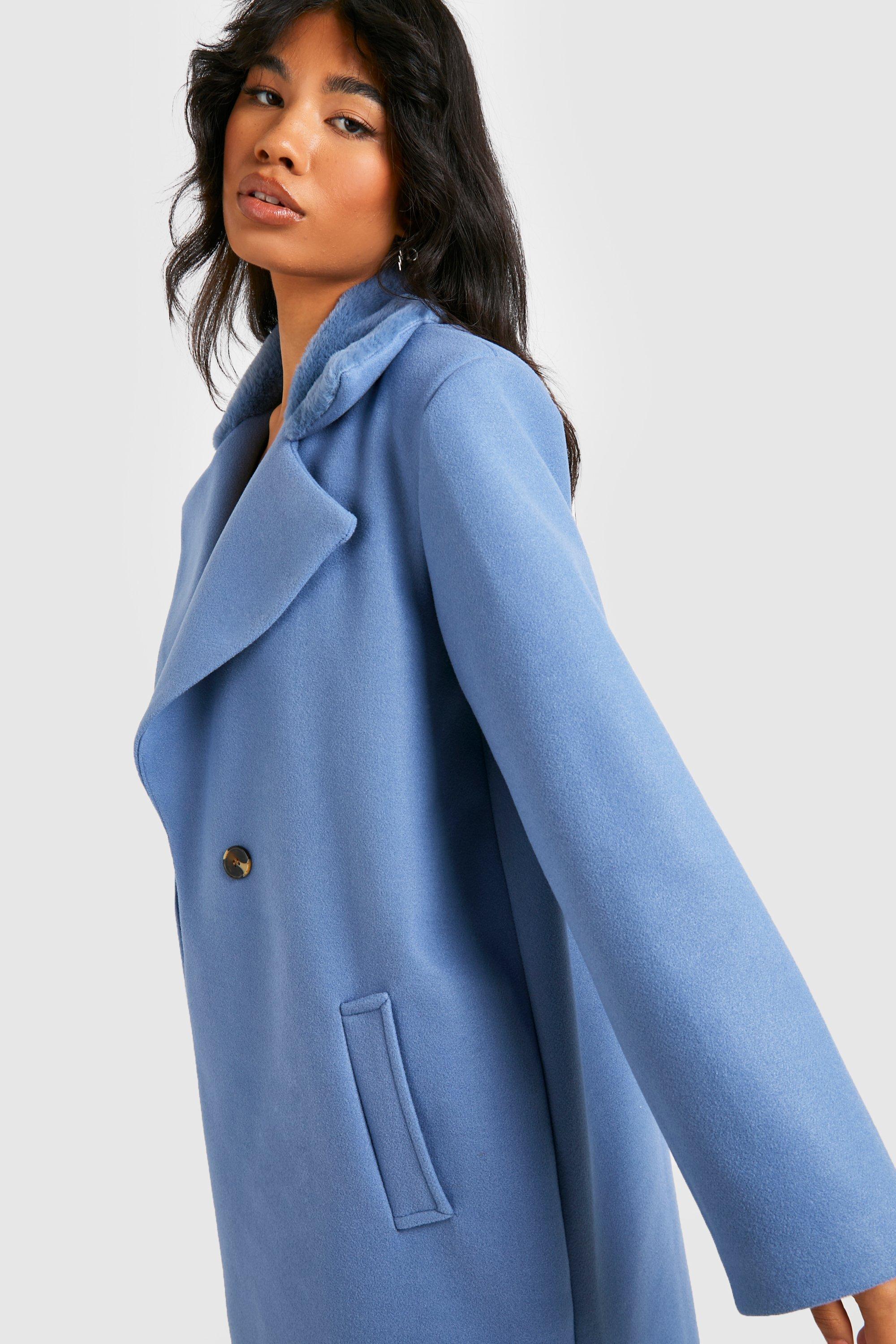 Light blue wool store coat