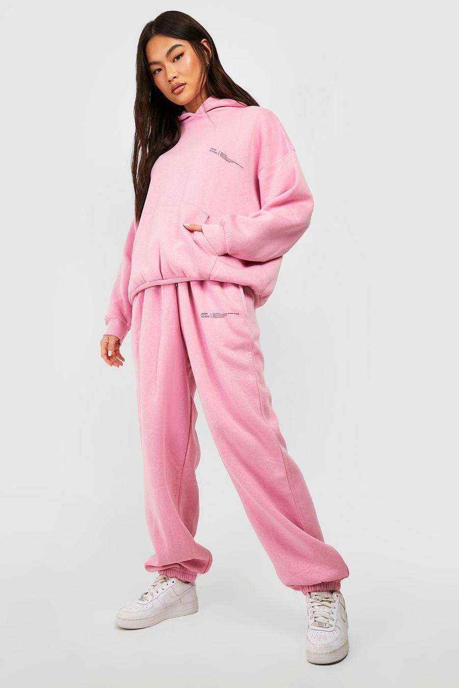 Pink Dsgn Studio Text Print Hooded Tracksuit image number 1