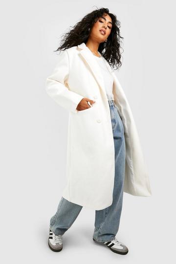 Cream White Double Breasted Tailored Coat