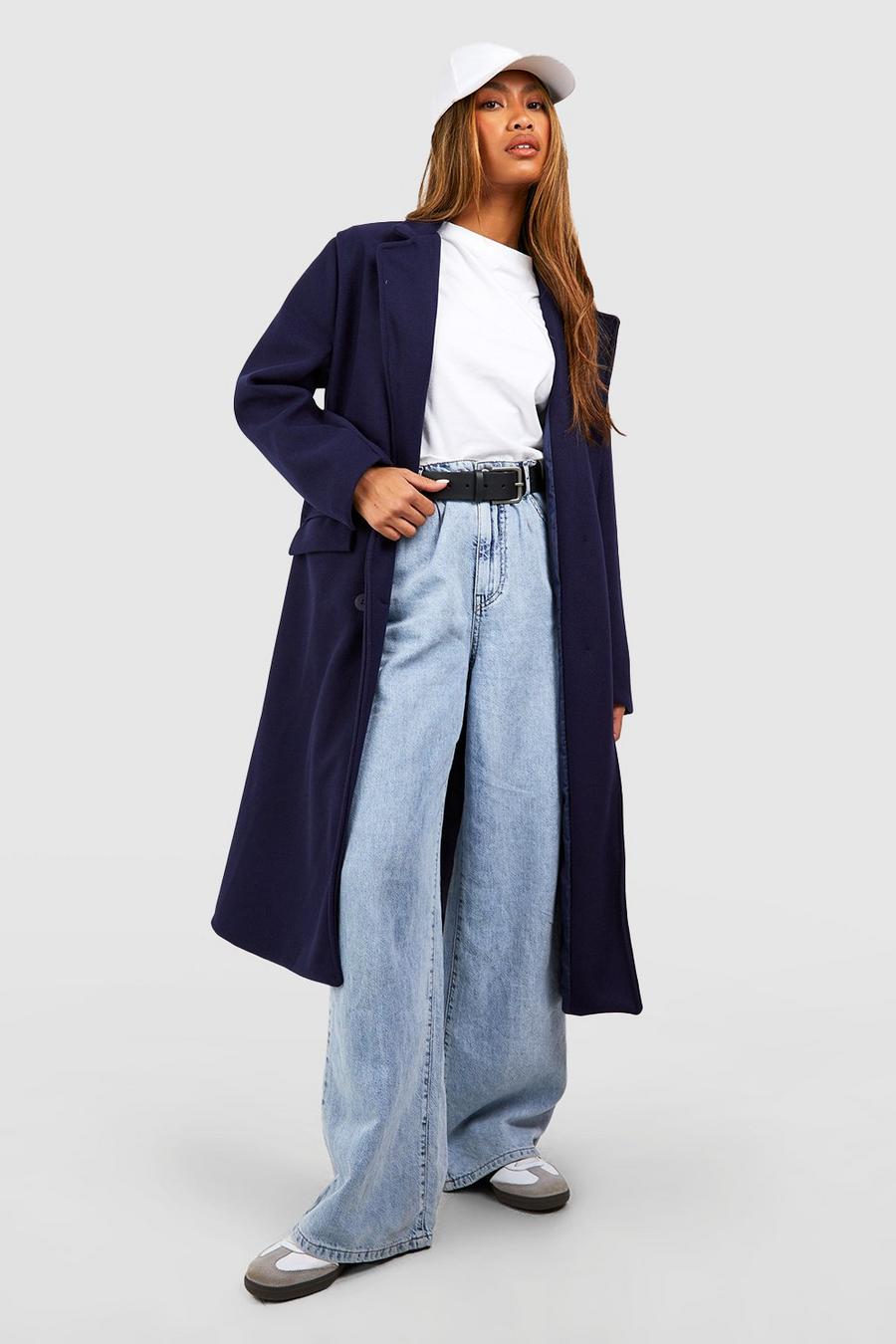 Navy Super Oversized Double Breasted Coat