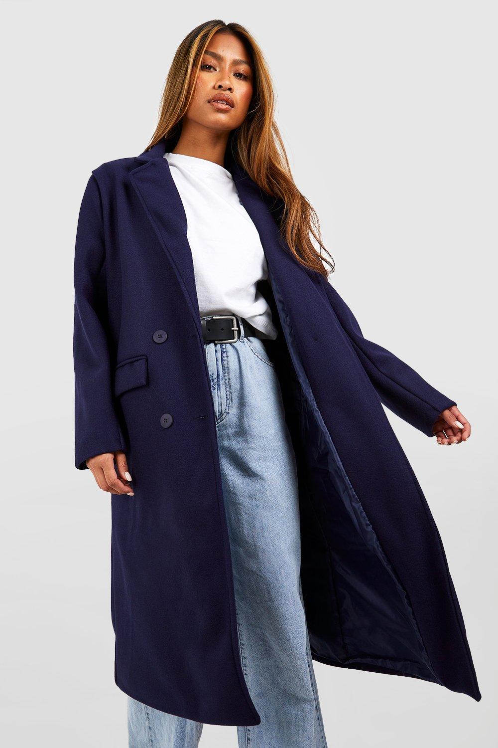 Long navy wool outlet coat