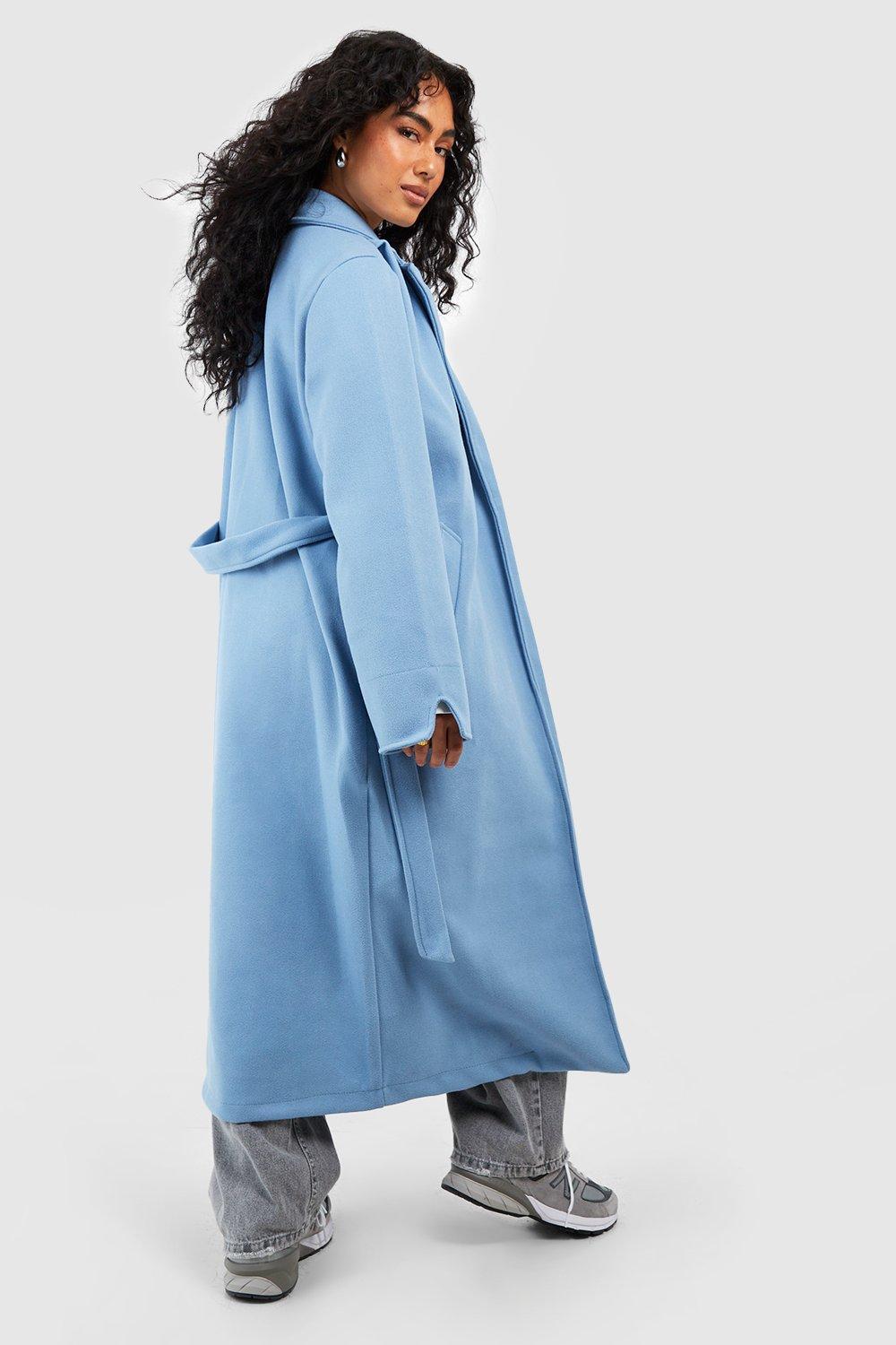 Light blue belted coat sale