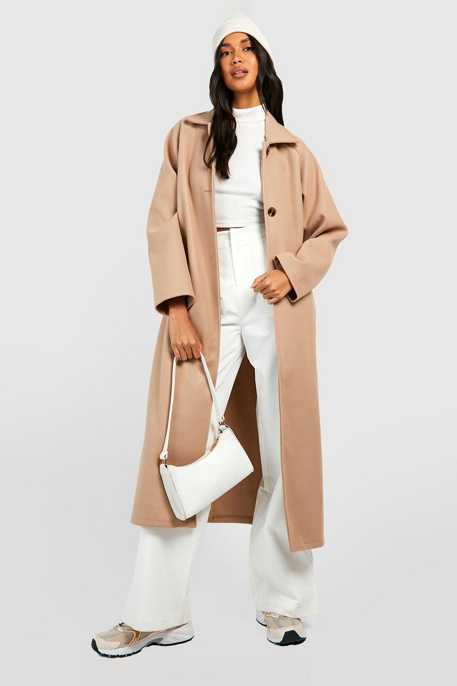 Oversized Split Back Detail Wool Coat | boohoo USA Oversized Split Back Detail Wool Coat | boohoo USA