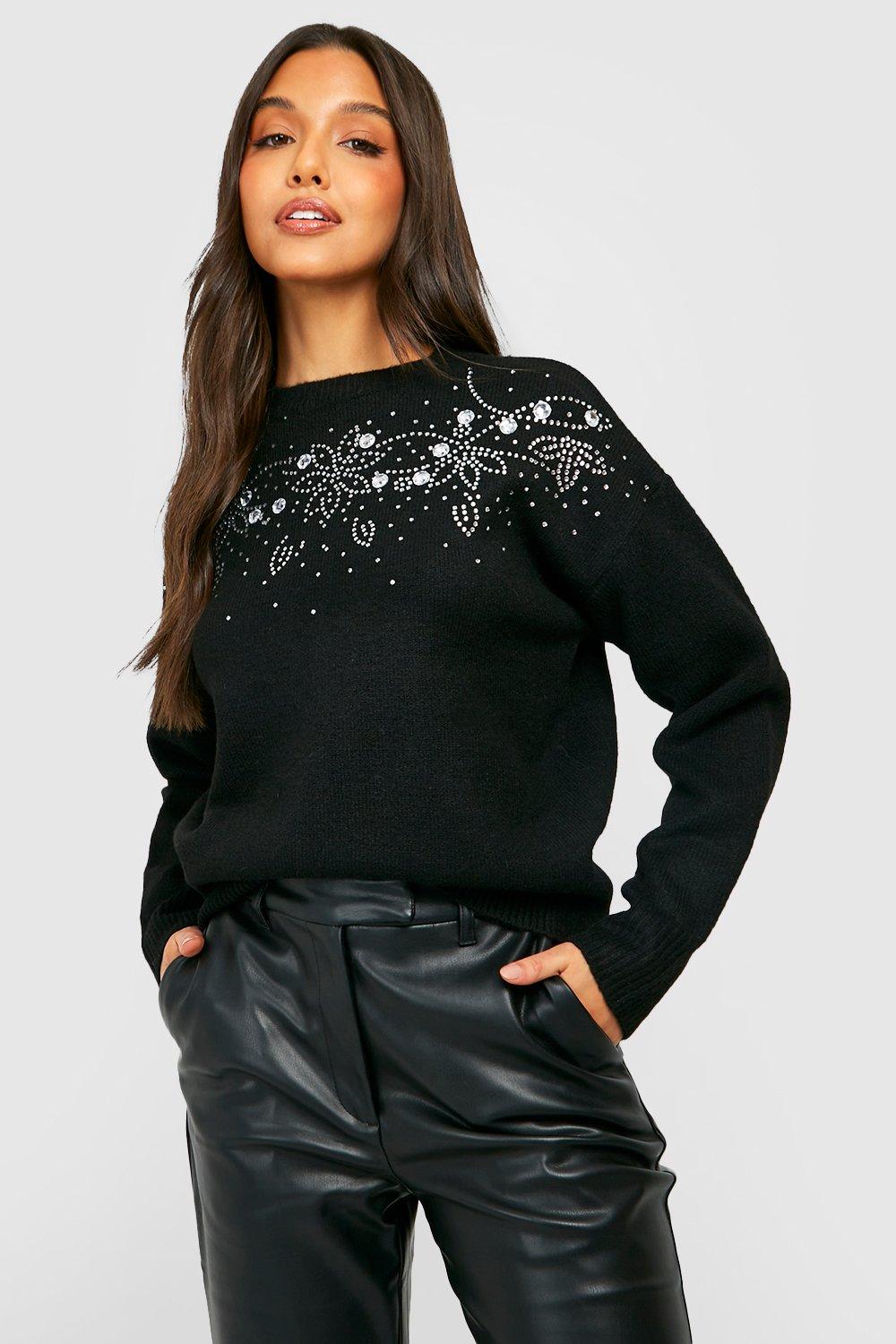 Black 2025 embellished jumper