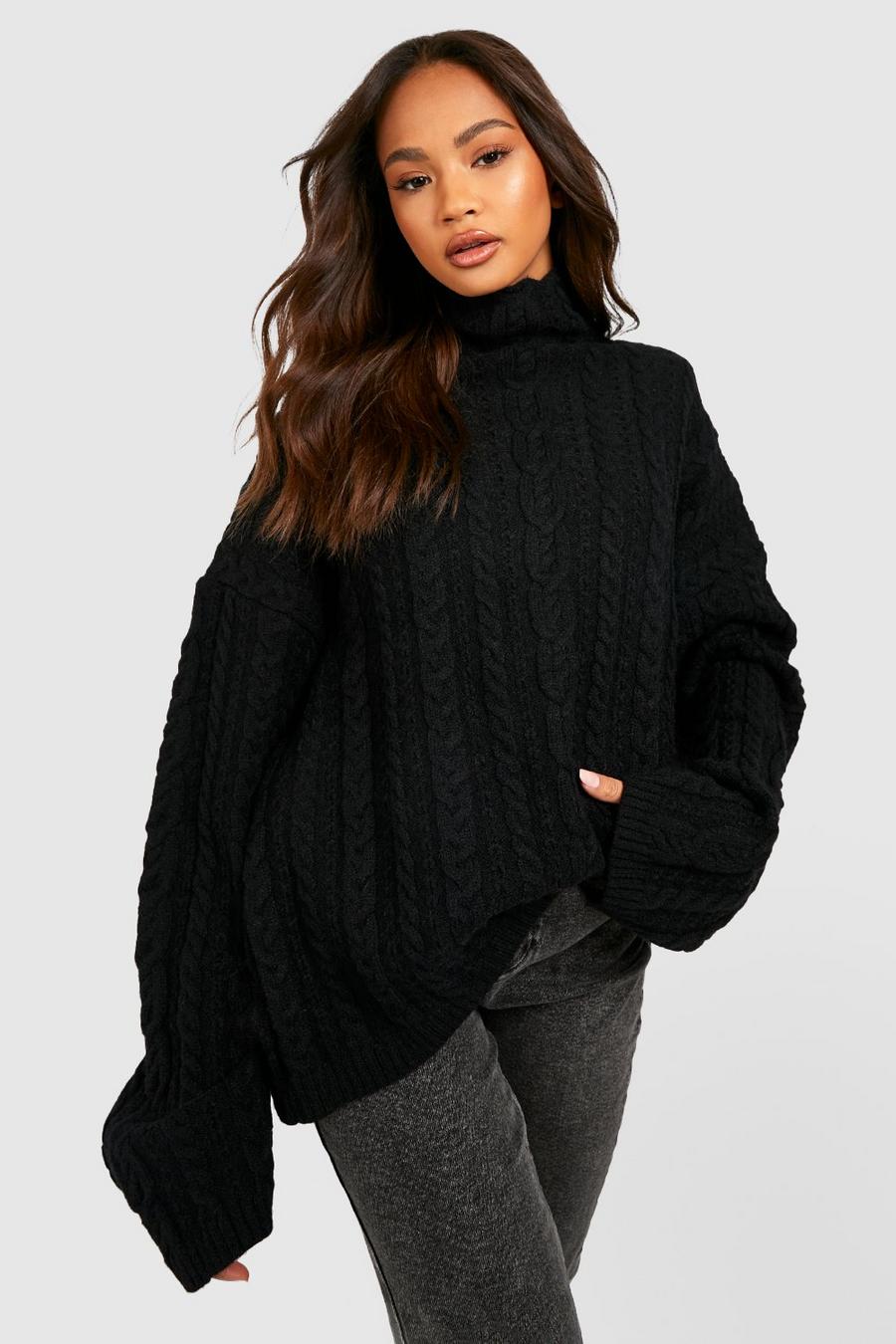 Black Chunky Cable Knitted Jumper