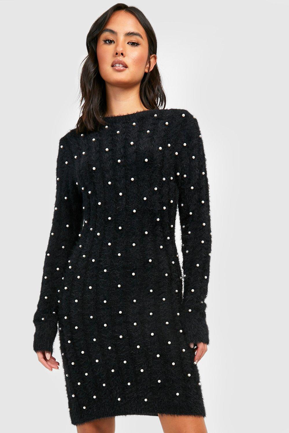 Embellished Knitted Jumper Dress boohoo UK