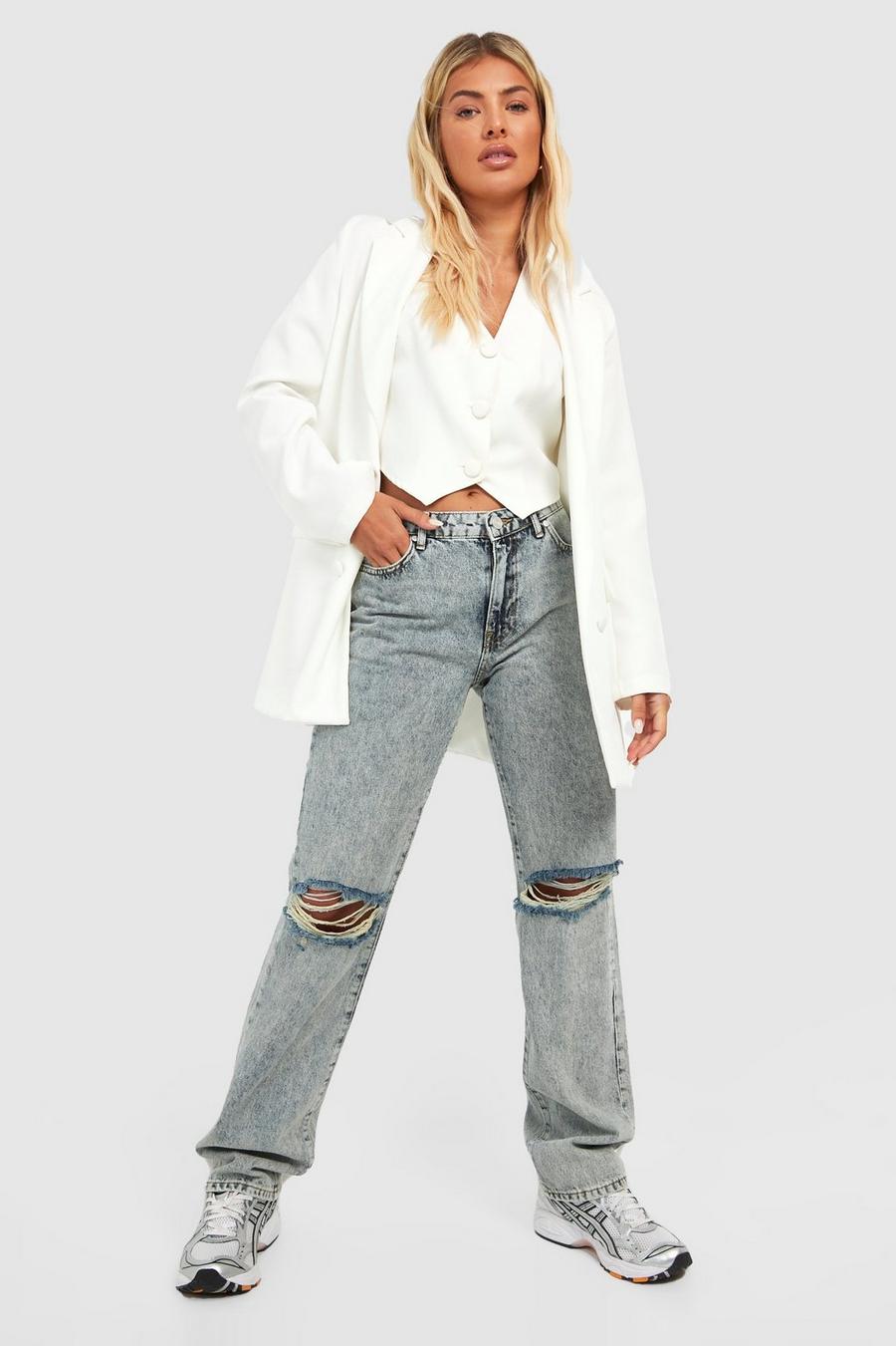 Ice blue Low Waisted Relaxed Fit Stonewash Jeans