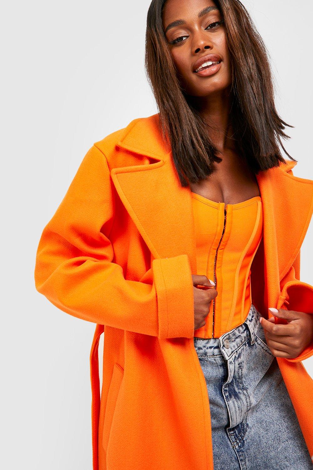 Womens orange outlet wool coat