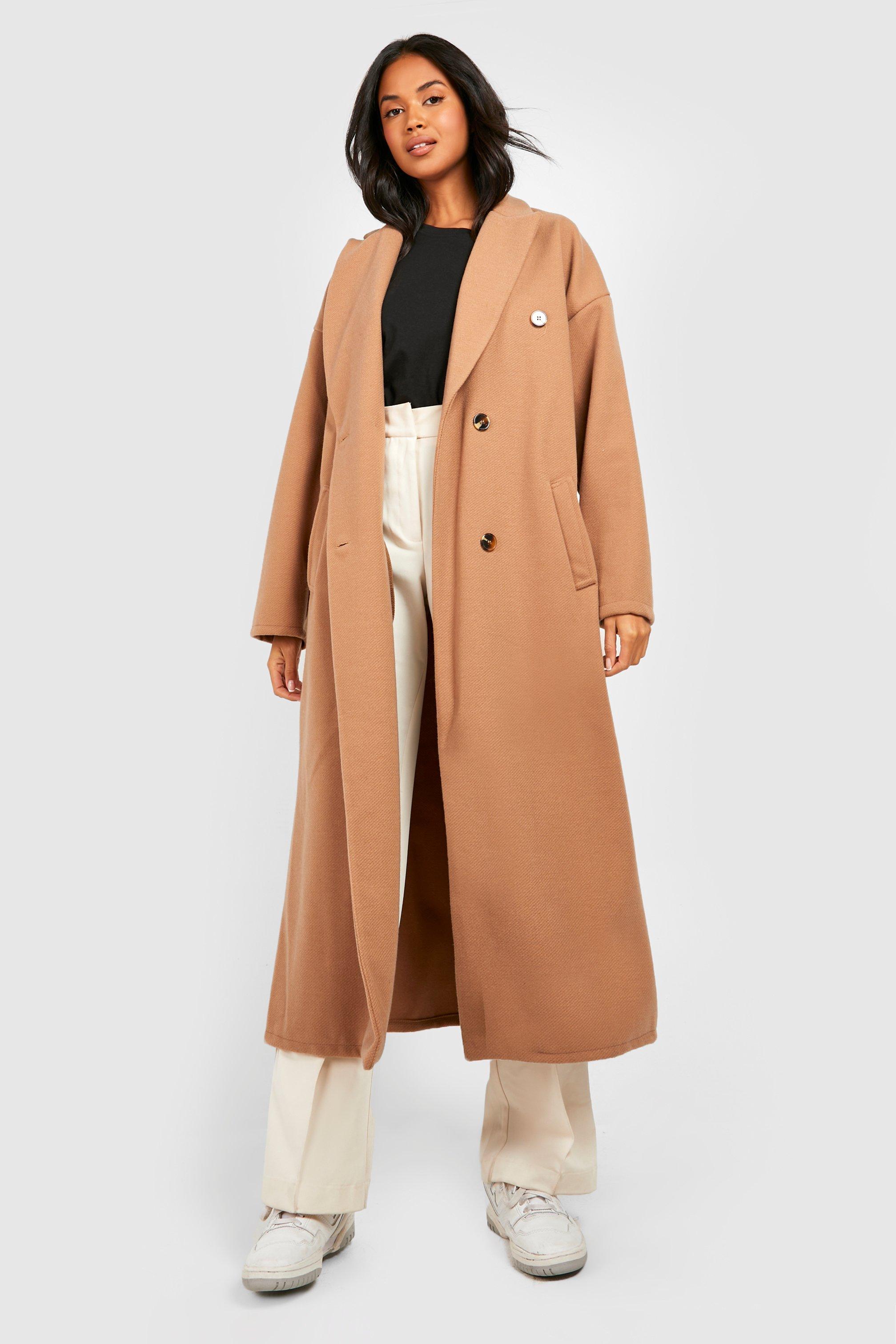 Oversized Double Breasted Textured Wool Coat